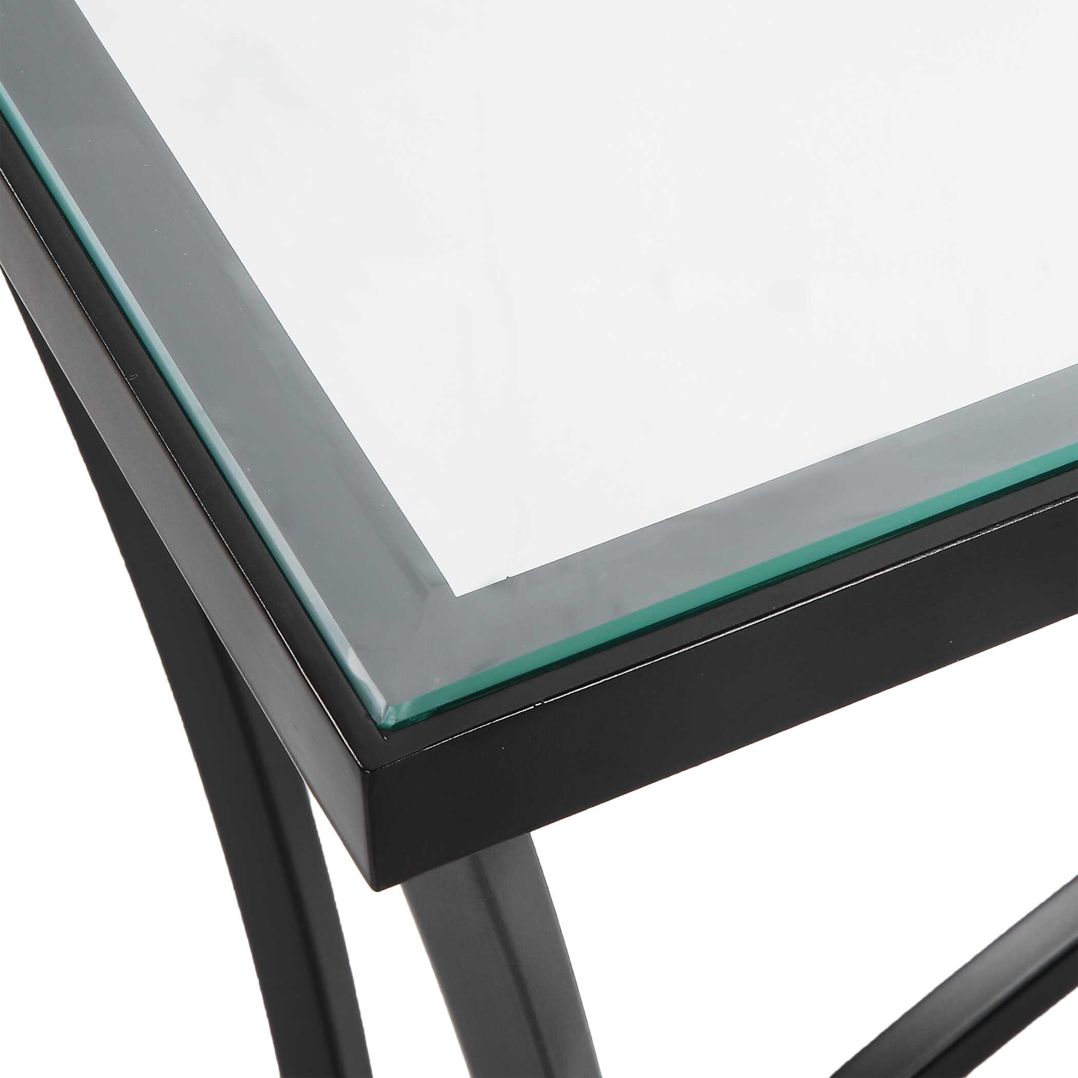Alayna Black Metal & Glass Console Table Alayna Black Metal & Glass Console Table large image