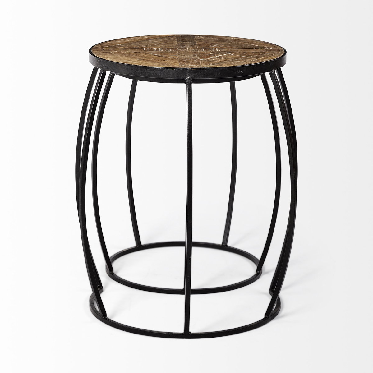 Clapp III (Set of 2) 20L x 20W Brown Round Wood Top with Black Metal Frame Nesting Accent Tables, Side & End Table by Mercana, 19" length x 19" width x 26" height View 6