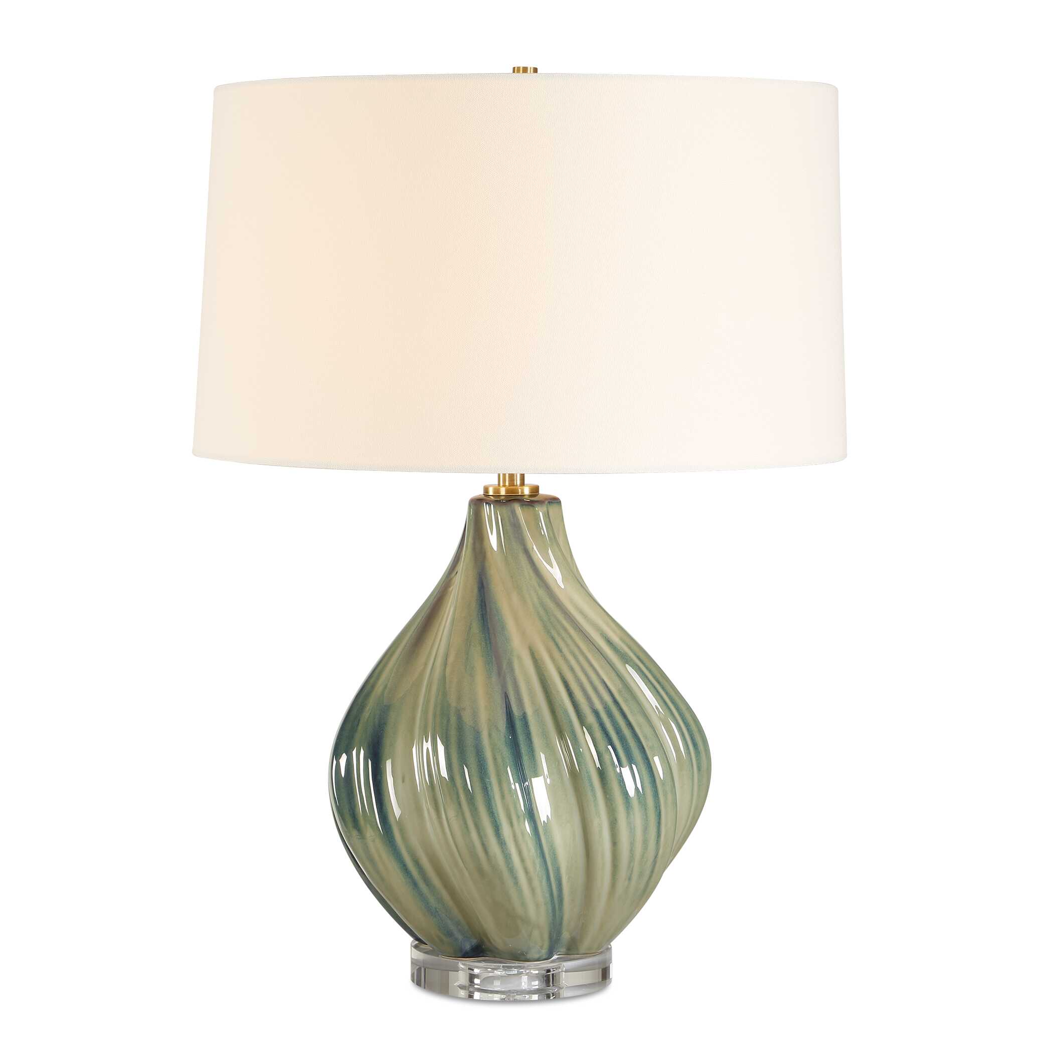 Tausha Green Table Lamp, by Uttermost, 18" width x 25.5" height x 18" depth View 1