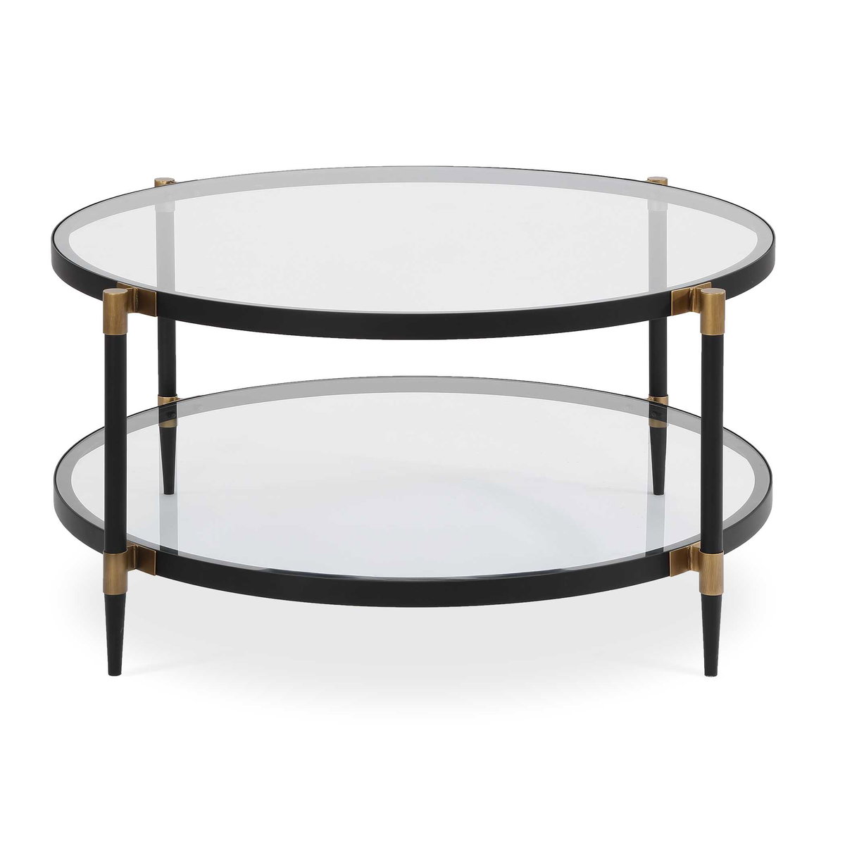 Chadid Round Glass Coffee Table, by Uttermost, 39" width x 18.25" height x 39" depth View 1