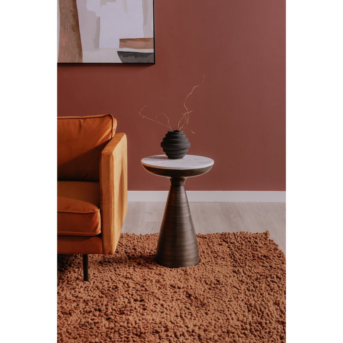 Font Side Table White Marble, Side & End Table by Moe's Home, 15.5" width x 22" height x 15.5" depth View 4