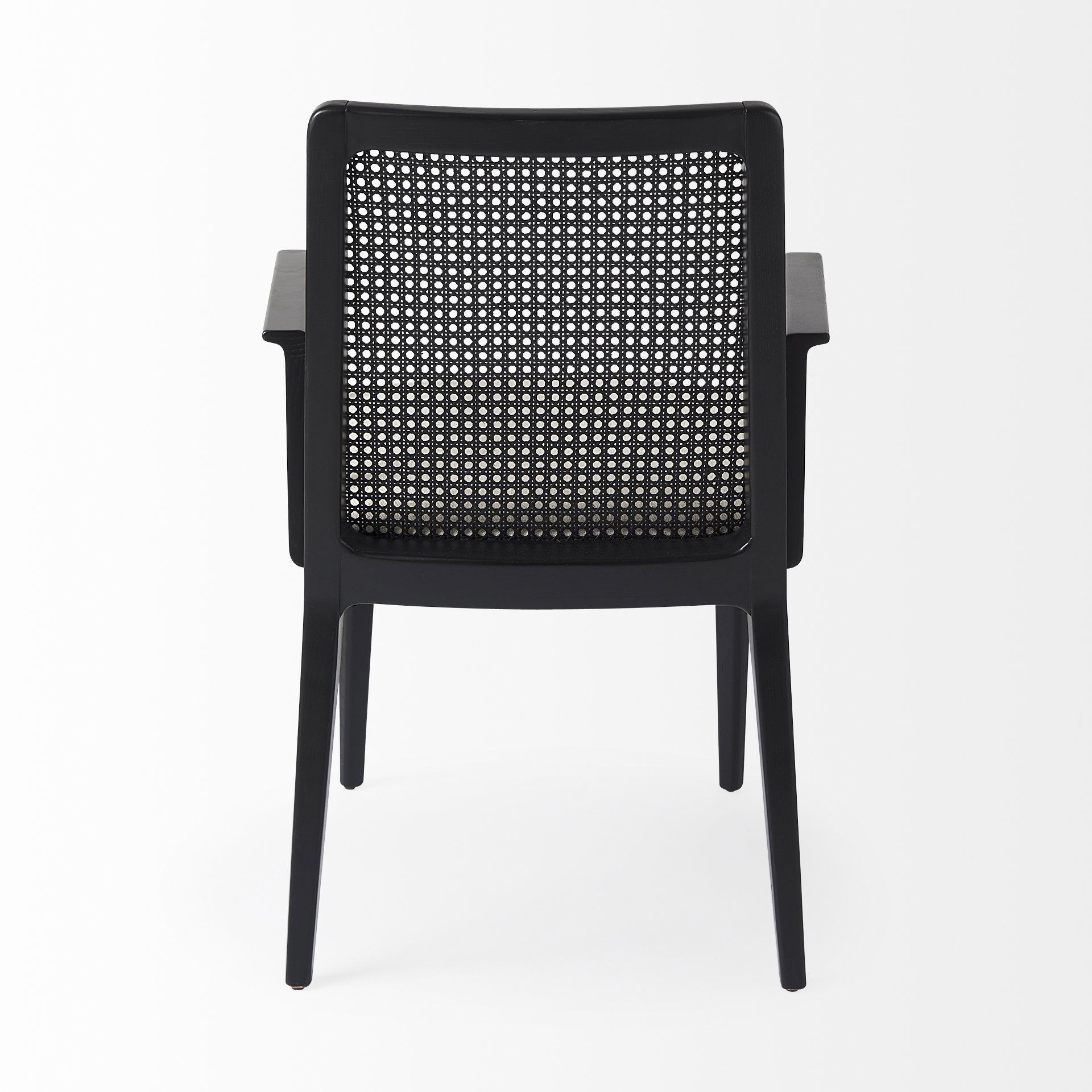 Clara Black Wood with Cream Fabric Seat and Cane Back Dining Chair large image 