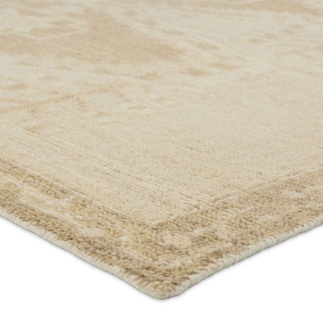 Jaipur Living Ameen JIN10 Handknotted Medallion Tan and Taupe Area Rug (10'x14') large image 