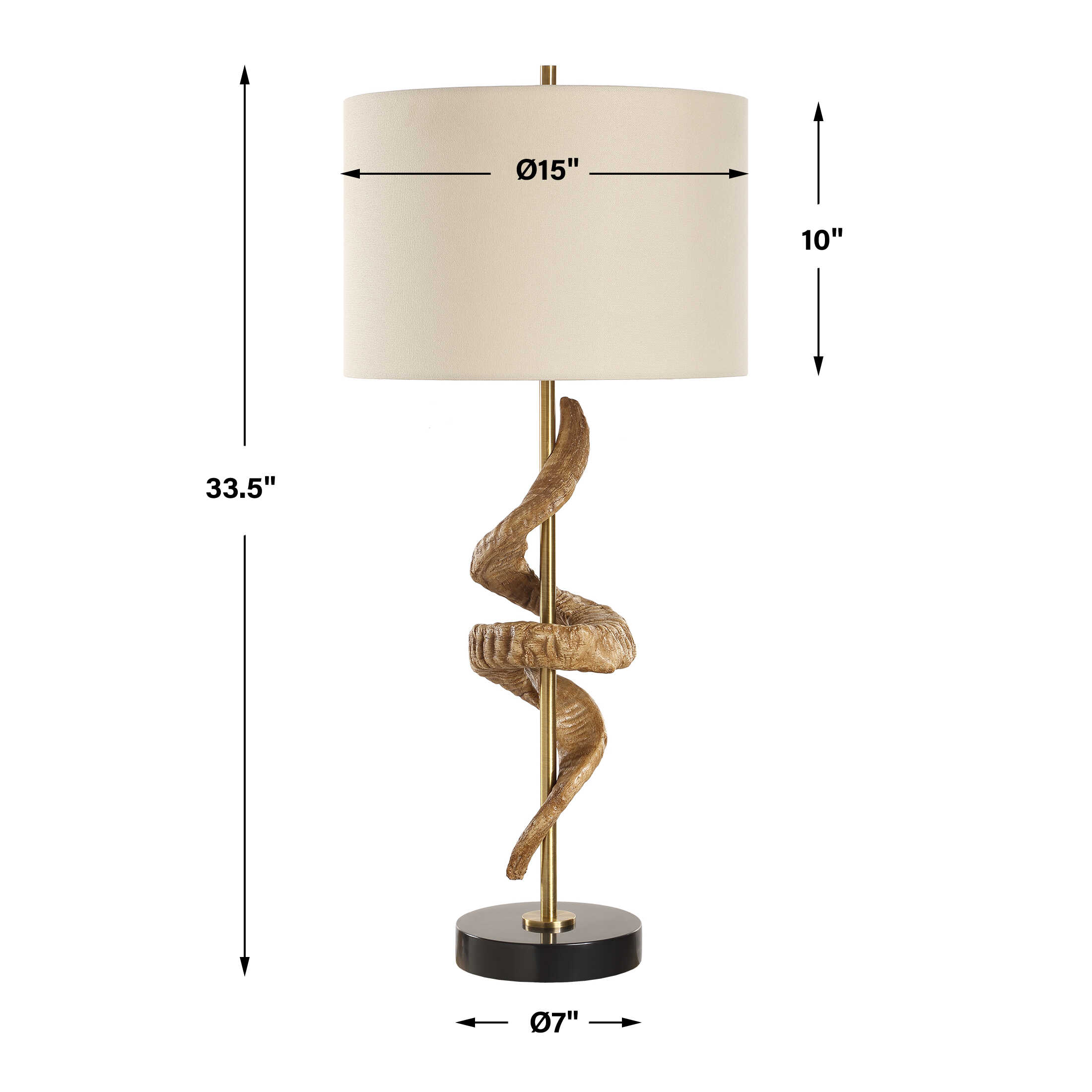Rams Horn Table Lamp, by Uttermost, 15" width x 33.5" height x 15" depth View 3