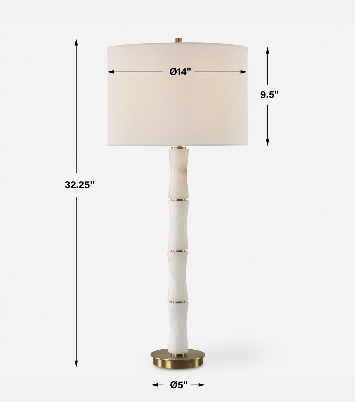 Unify Alabaster Table Lamp, by Uttermost, 14" width x 32.25" height x 14" depth View 3