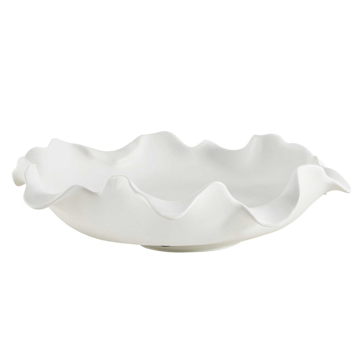 Wave Crest White Outdoor Bowl, Decorative Tray by Uttermost, 20" width x 4" height x 20" depth View 6