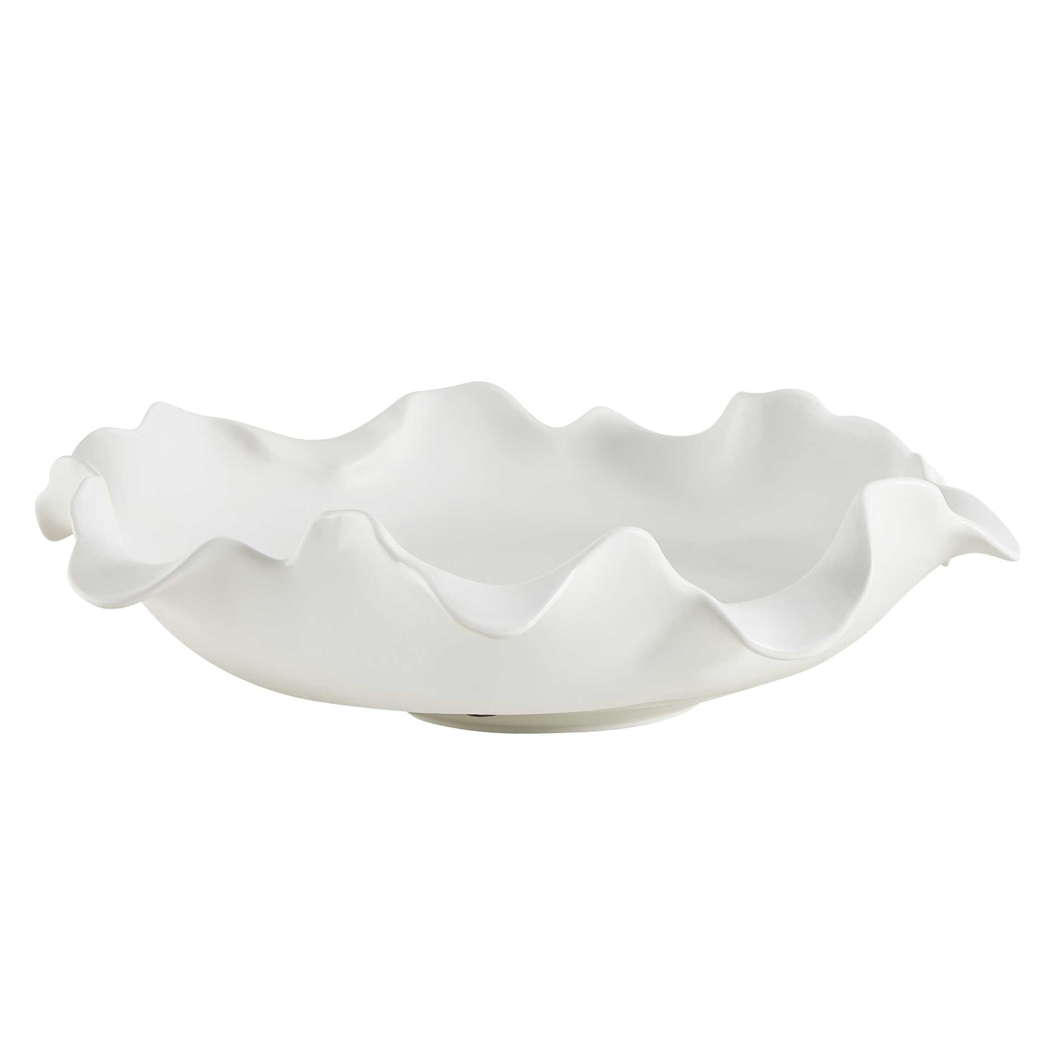 Wave Crest White Outdoor Bowl, Decorative by Uttermost, 20" width x 4" height x 20" depth View 6