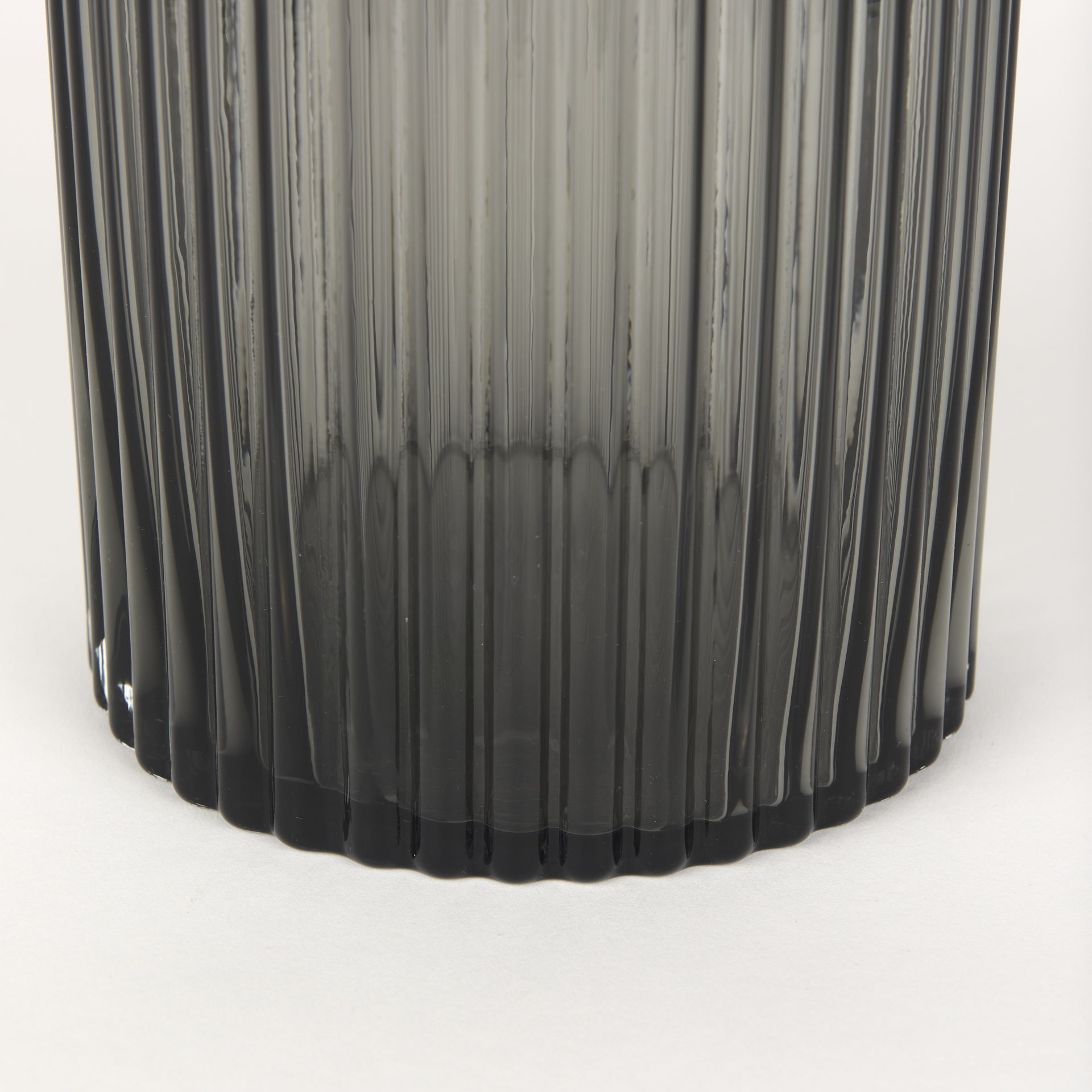 Dawn 8' Ribbed Smoke Gray Glass Vase, by Mercana, 5.59" length x 5.59" width x 8.27" height View 10