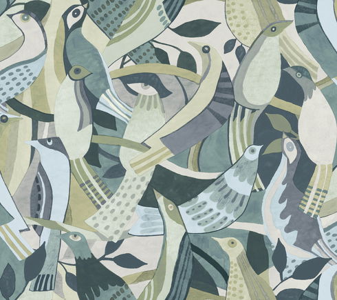 Fauvist Flock Green Wallpaper