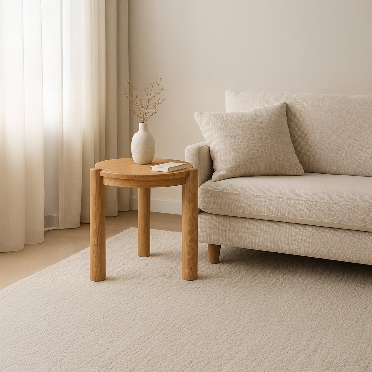 Jack Side Table Brushed Natural Oak, Side & End Table by Moe's Home, 22" width x 22" height x 22" depth View 5