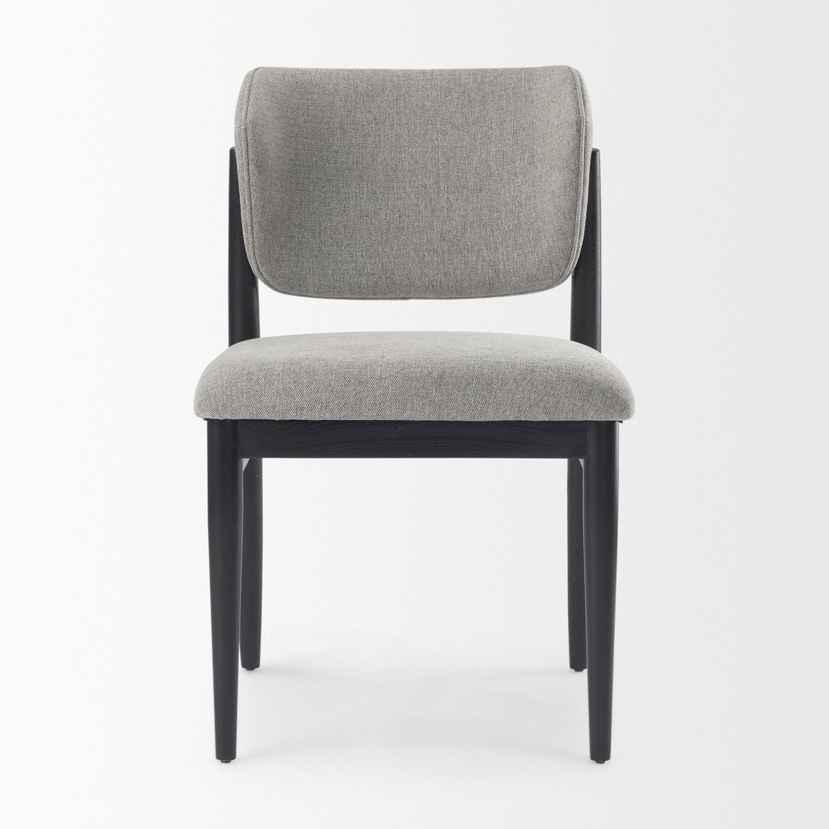 Cline Curved Back Dining Side Chair | Gray Fabric with Black Wood, Dining Chair by Mercana, 20.87" length x 23.03" width x 31.89" height View 7