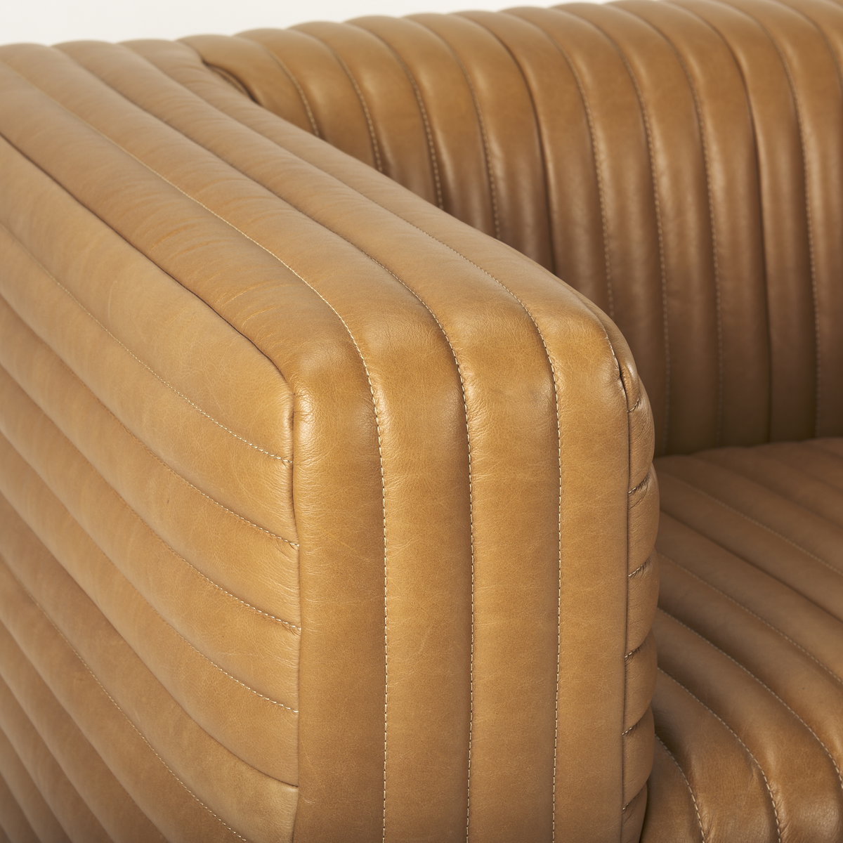 Ricciardo Cognac Leather Upholstered Arm Chair, Accent Chair by Mercana, 45.28" length x 38.19" width x 26.38" height View 9