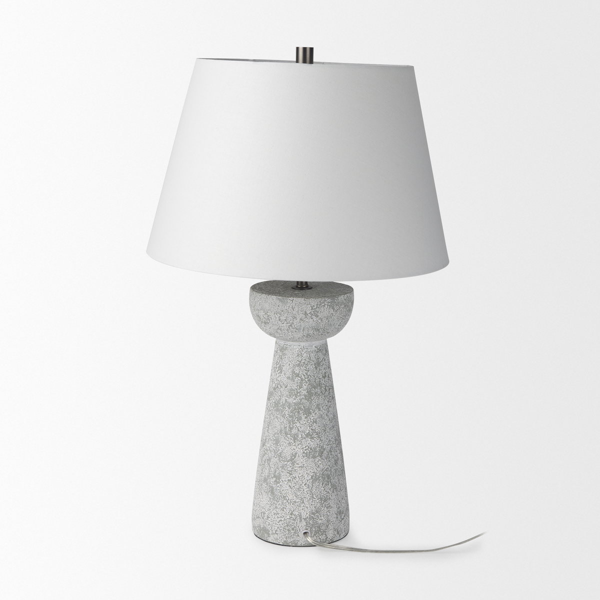 Julia  Gray Antique Painted Cement Table Lamp, by Mercana, 16" length x 16" width x 27" height View 4