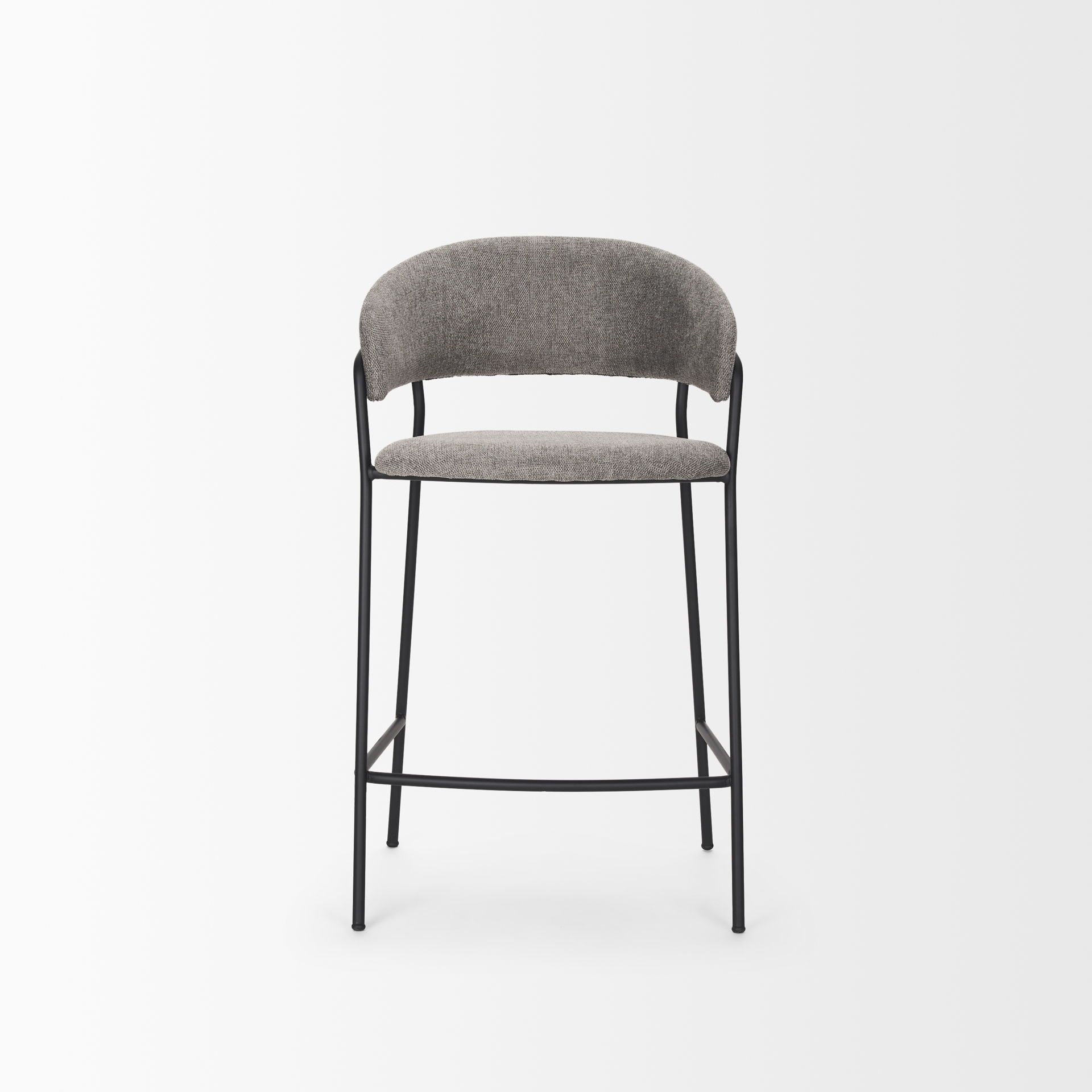 Carolyn Counter Stool with Gray Fabric & Matte Black Metal, Counter & Bar Stool by Mercana, 19.3" length x 20.4" width x 35.75" height View 4