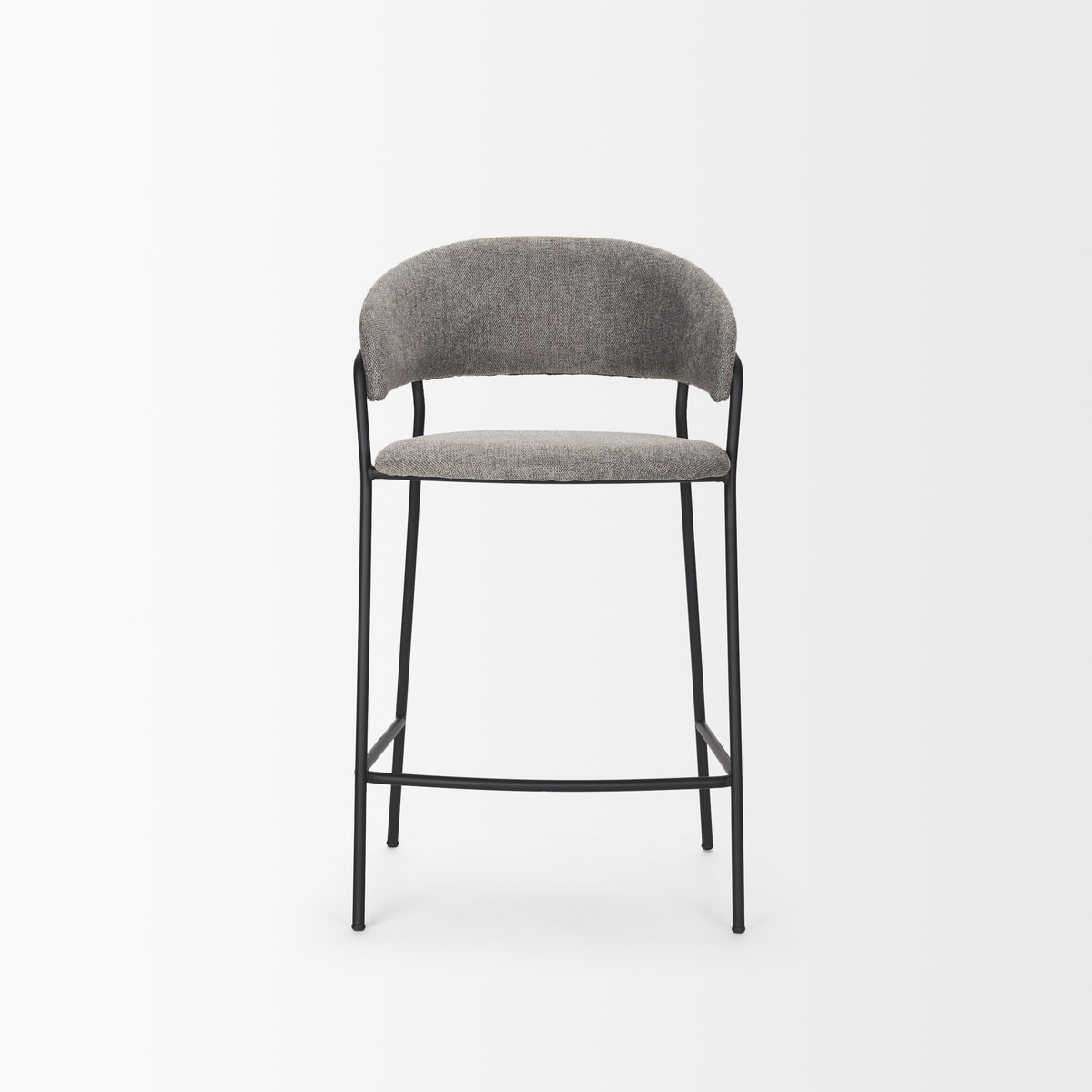Carolyn Counter Stool with Gray Fabric & Matte Black Metal, Counter & Bar Stool by Mercana, 19.3" length x 20.4" width x 35.75" height View 4