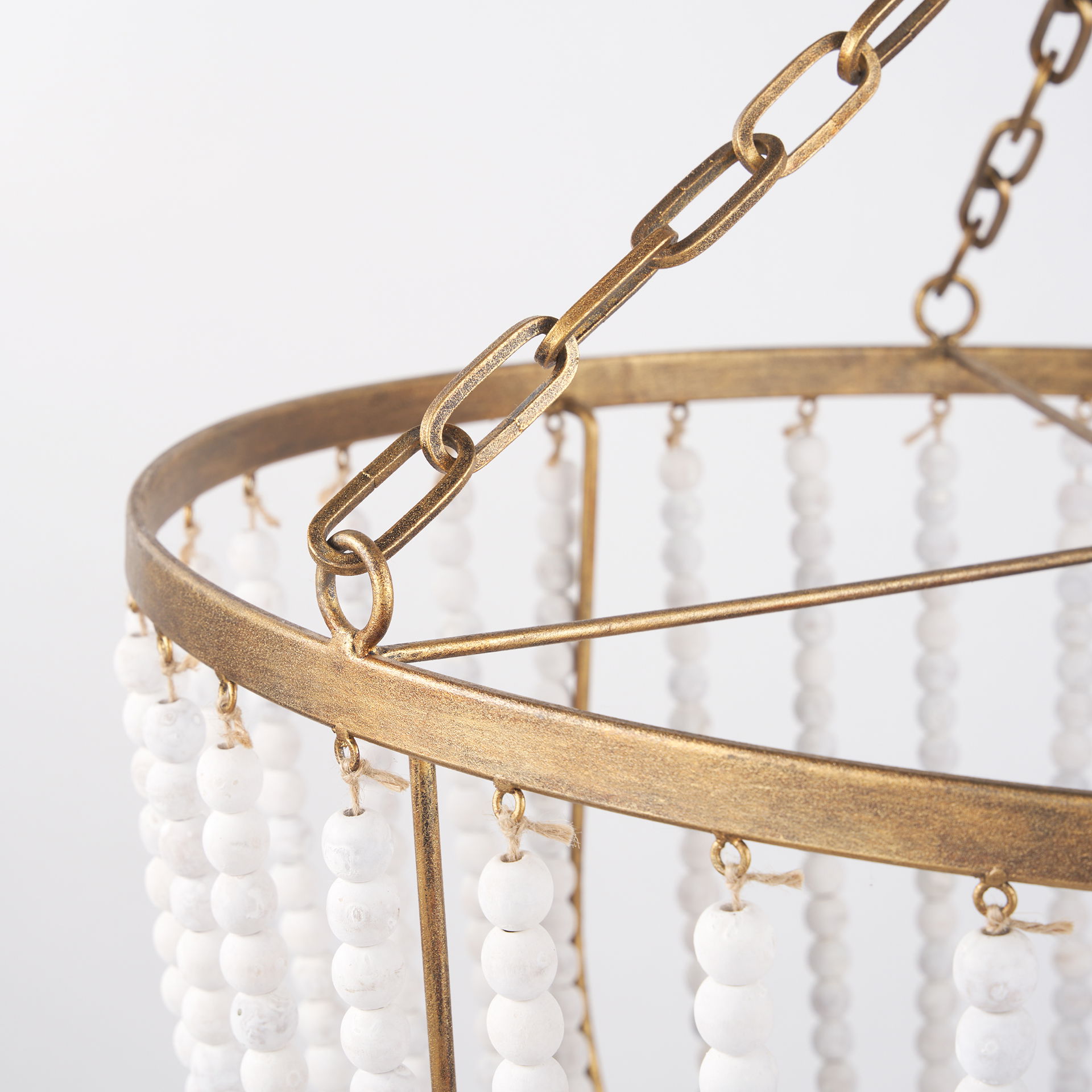 Rhone Gold Metal and Wood Beaded Chandelier large image 