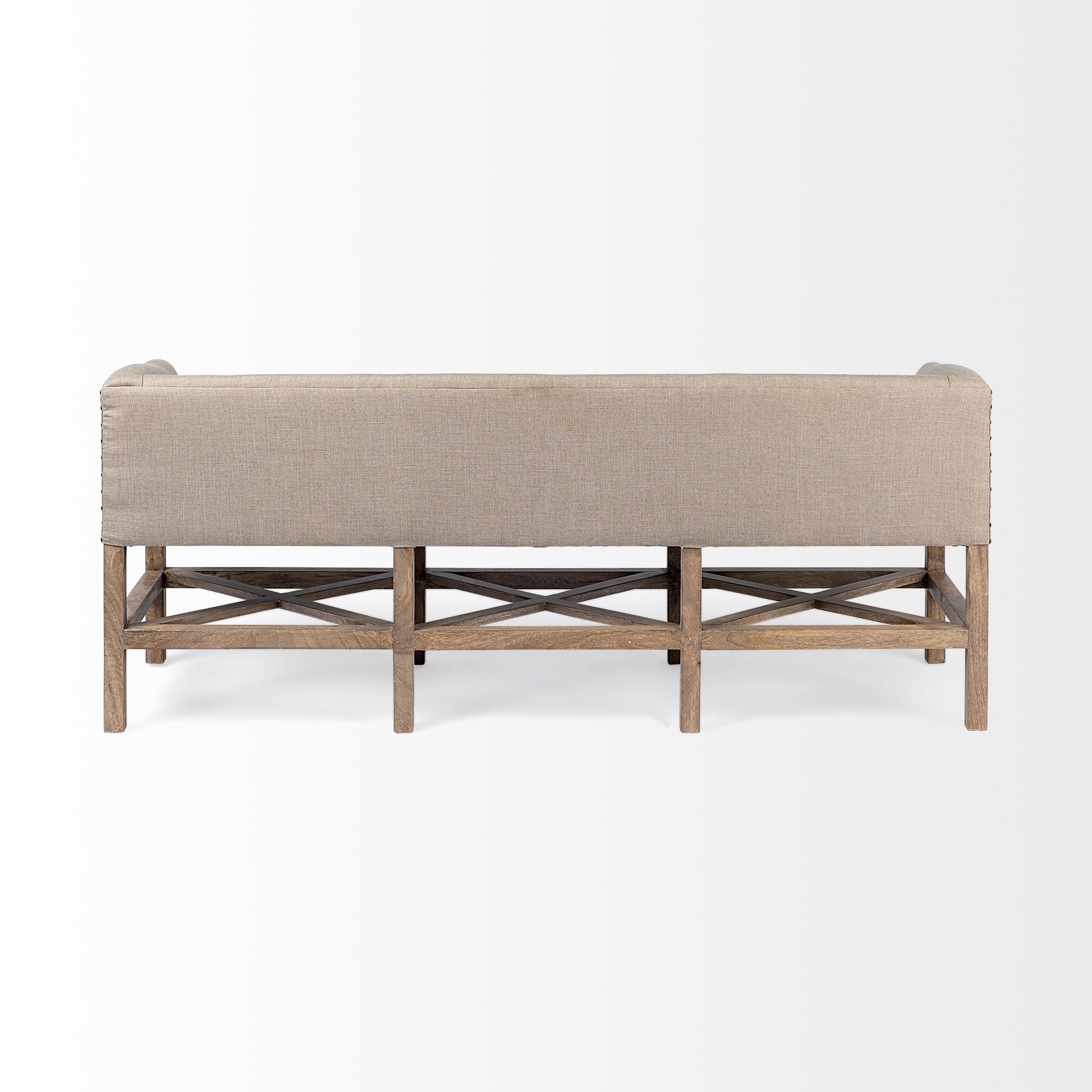 Bergen 60L x 19W Beige Fabric Covered Seat with Brown Wood Frame Accent Bench Bergen 60L x 19W Beige Fabric Covered Seat with Brown Wood Frame Accent Bench large image