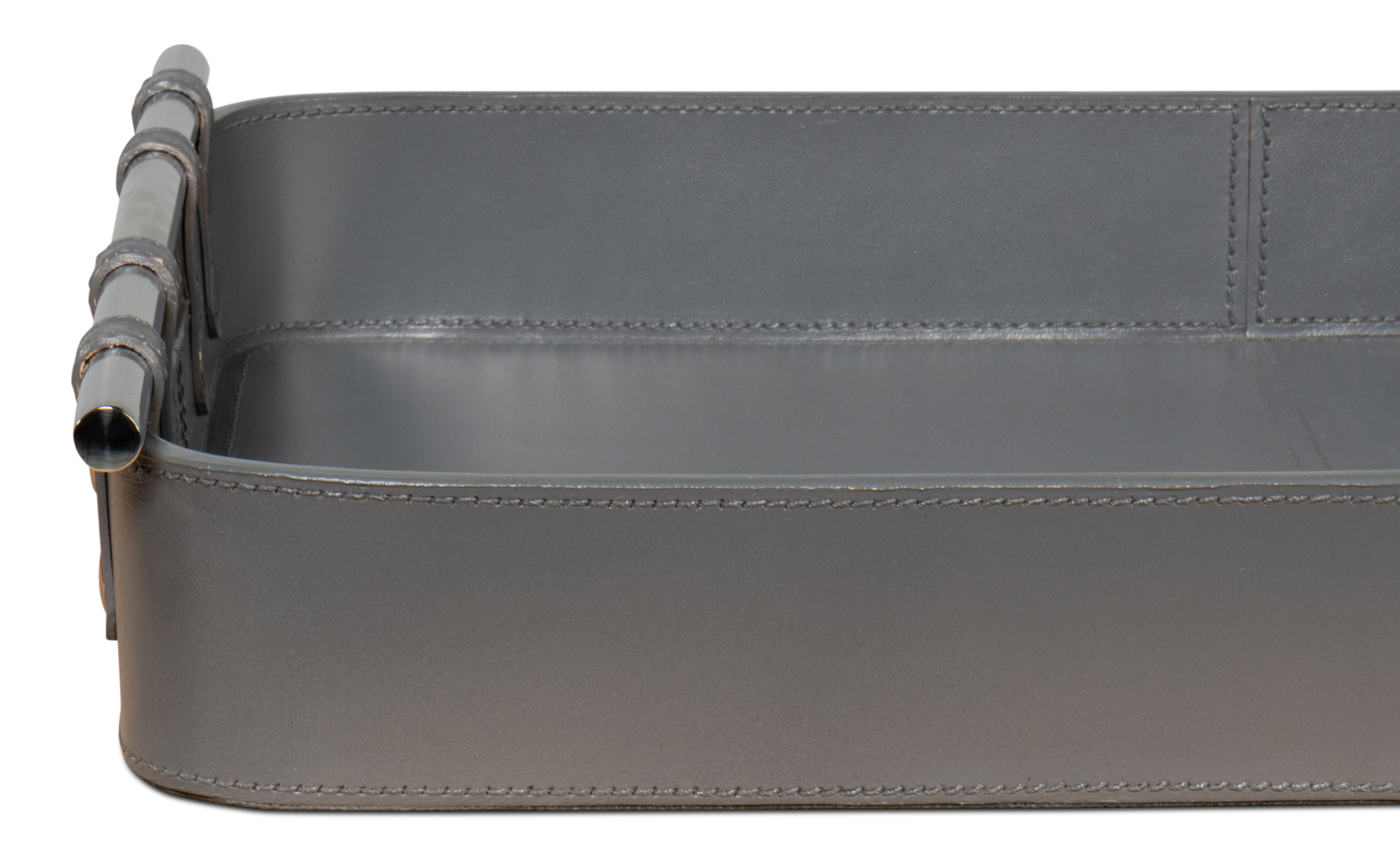 Safari Leather Tray, Quiet Shade, Decor by Sarreid, 19" length x 15" width x 2" height View 4