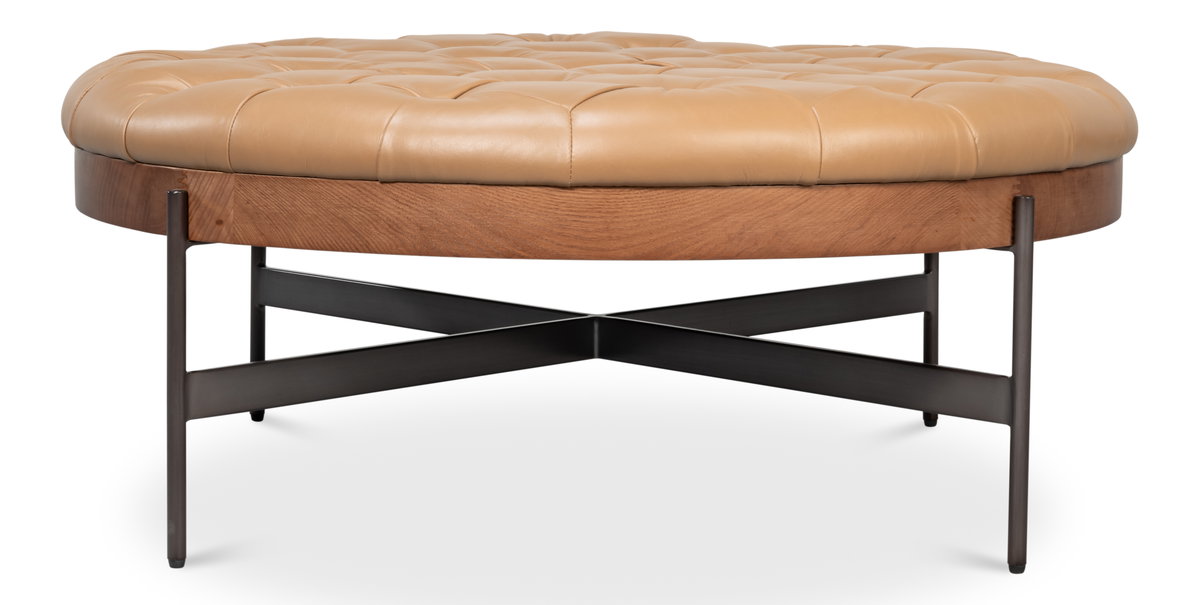 Corbet Cocktail Ottoman  Caramel Brown, by Sarreid, 3'3" length x 3'3" width x 1'4" height View 3