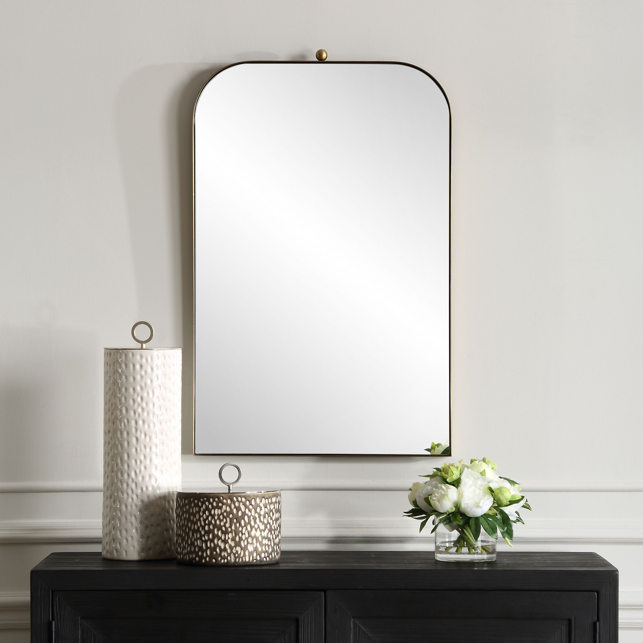 Cassidy Brass Arch Mirror, by Uttermost, 21" width x 33" height x 1" depth View 2