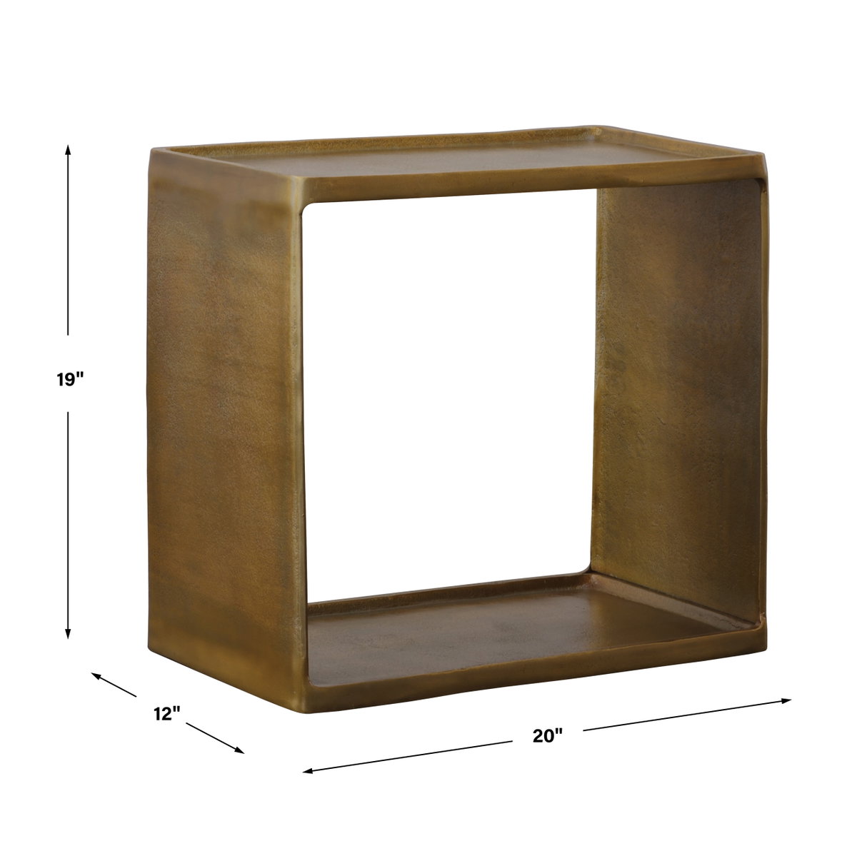 Derwent Antique Brass Side Table, Side & End Table by Uttermost, 20" width x 19" height x 12" depth View 3
