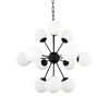 Barbara Matte Black Metal with Frosted Glass Globes 11-Light Chandelier, by Mercana, 31.5" length x 31.5" width x 31.5" height thumbnail 1