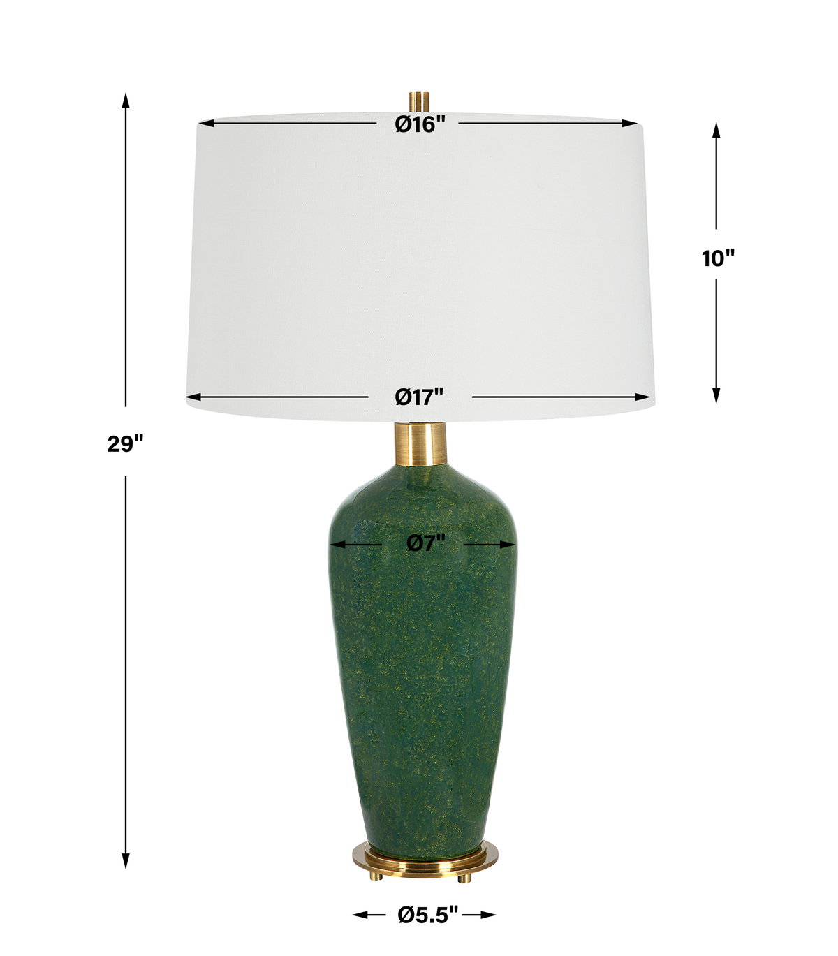 Verdell Green Table Lamp, by Uttermost, 1'5" width x 2'5" height x 1'5" depth View 3