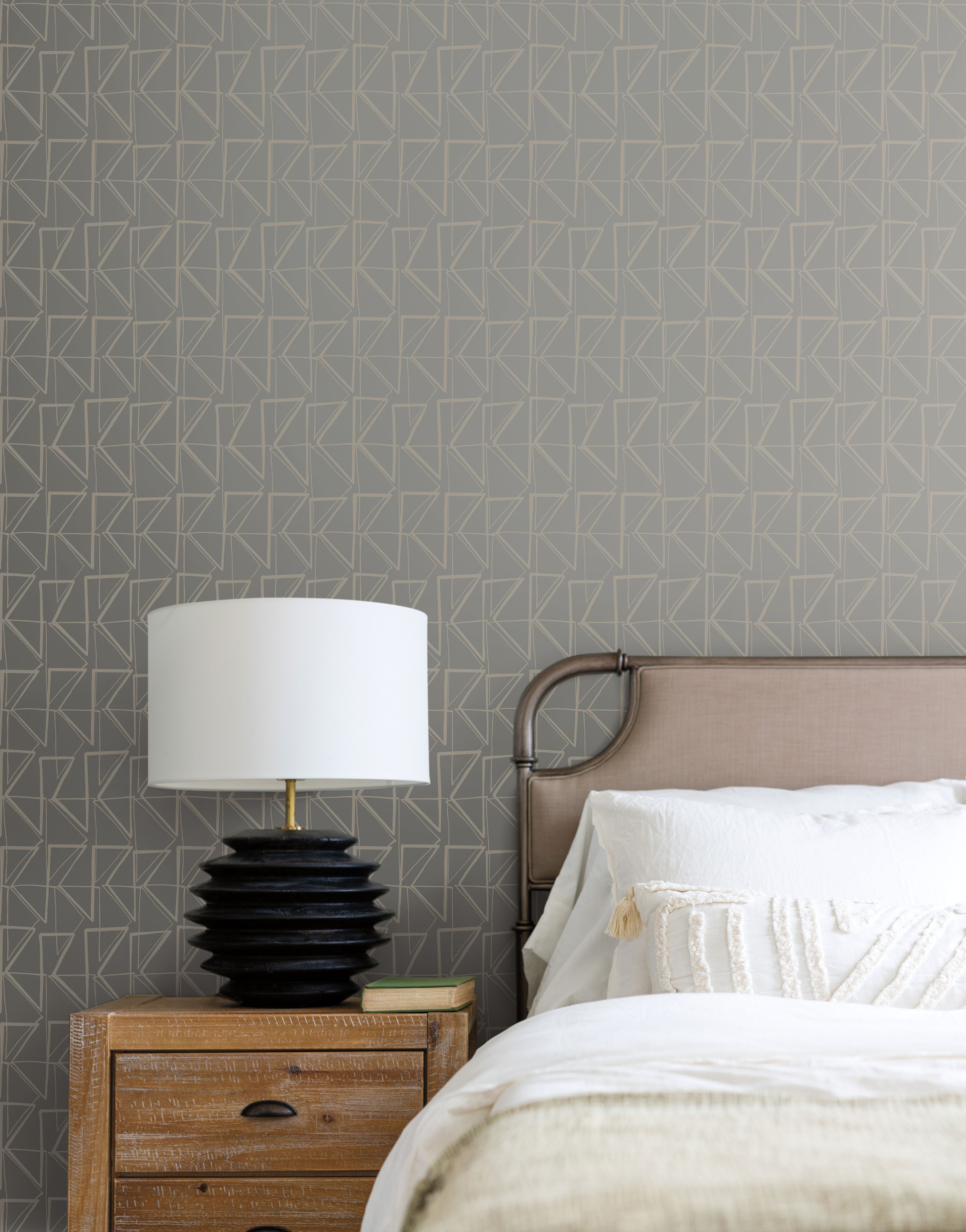 Love Triangles Grey Metallic Peel & Stick Wallpaper, by York Wall, 20' length x 1'8.5" width x 0.02" depth View 3