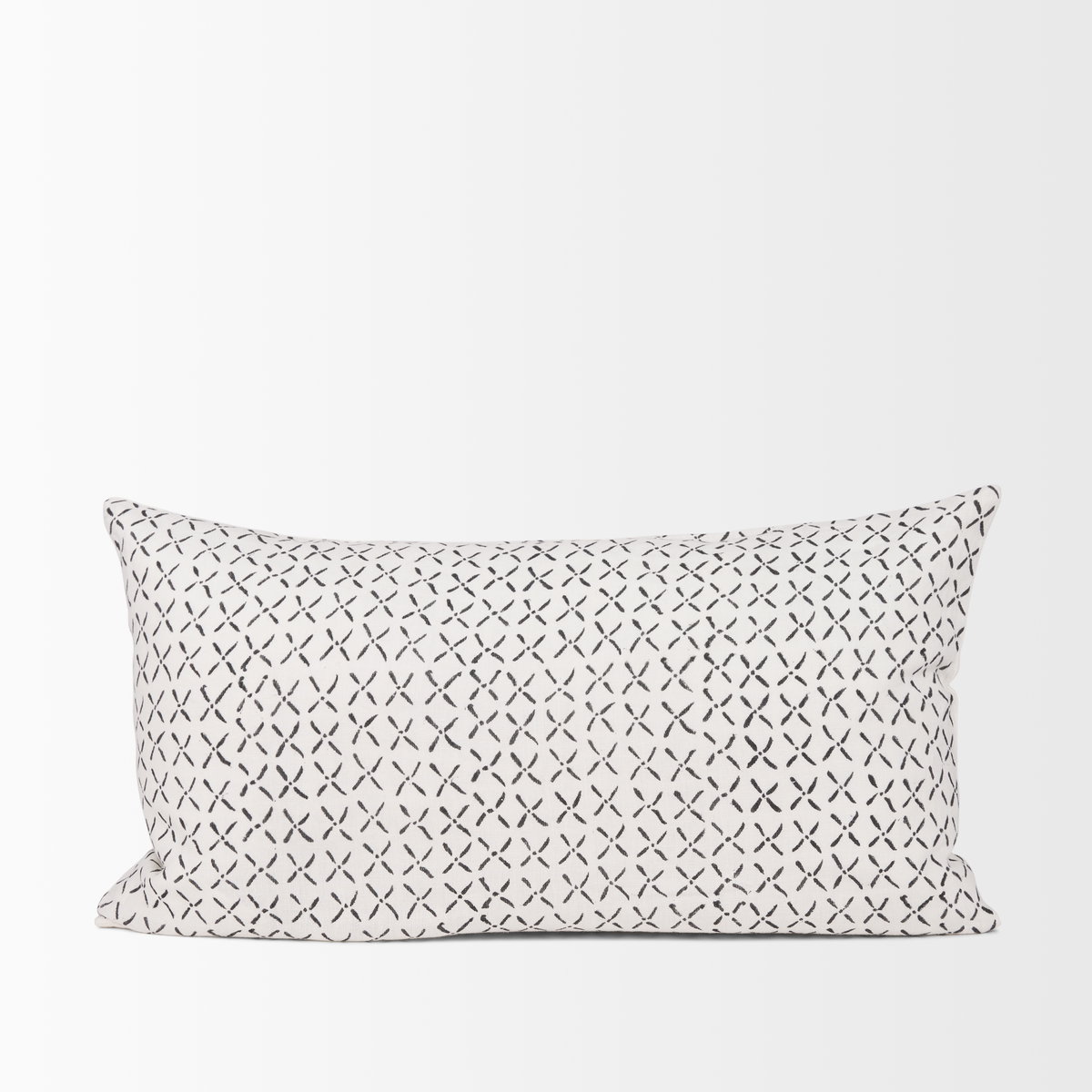 Jayden 14x26 Cream with Black Print Linen Lumbar Decorative Pillow Cover, by Mercana, 14" length x 26" width x 0.2" height View 3