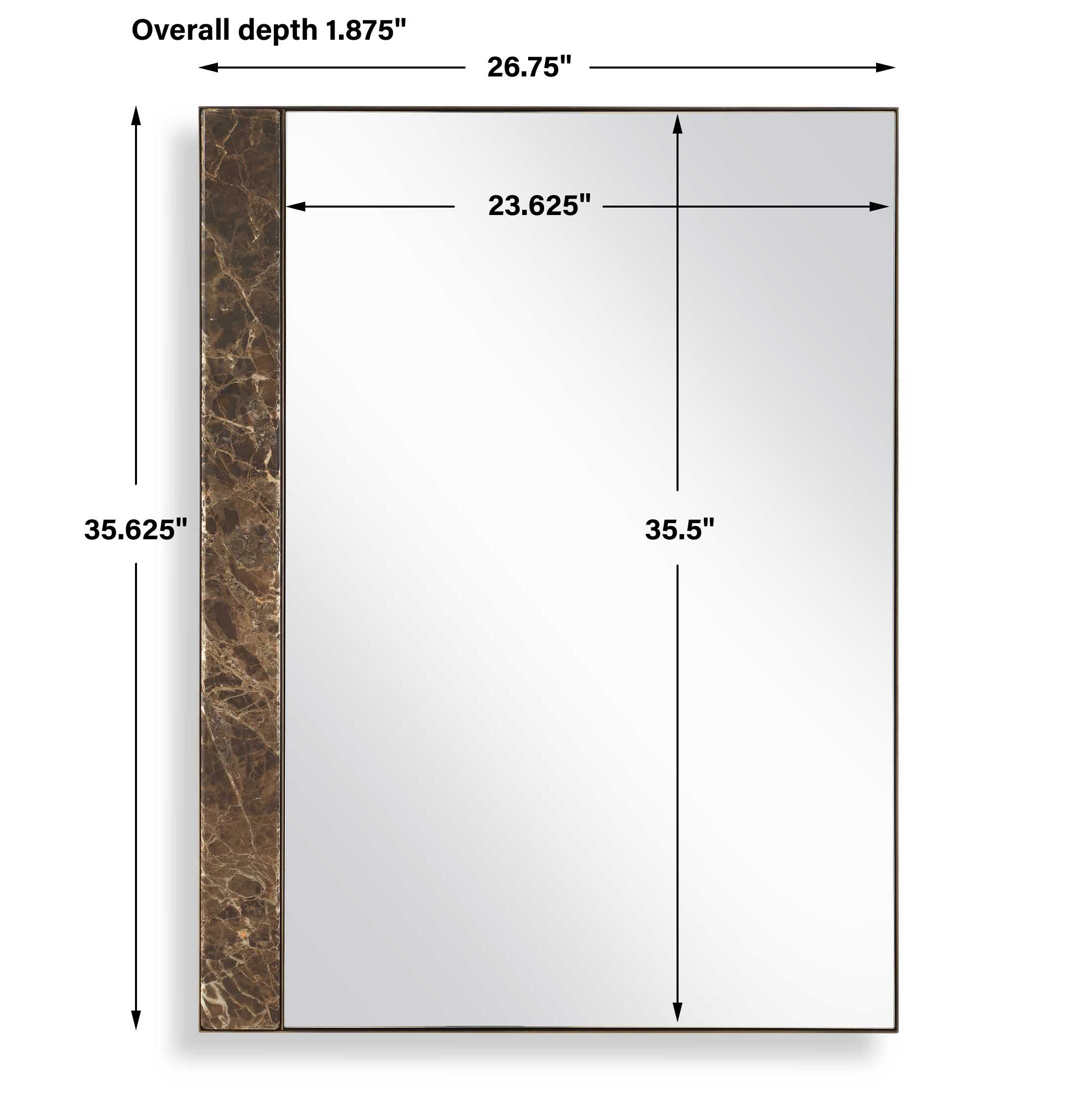 Hanover Marble Mirror, by Uttermost, 26.75" width x 35.62" height x 1.87" depth View 3