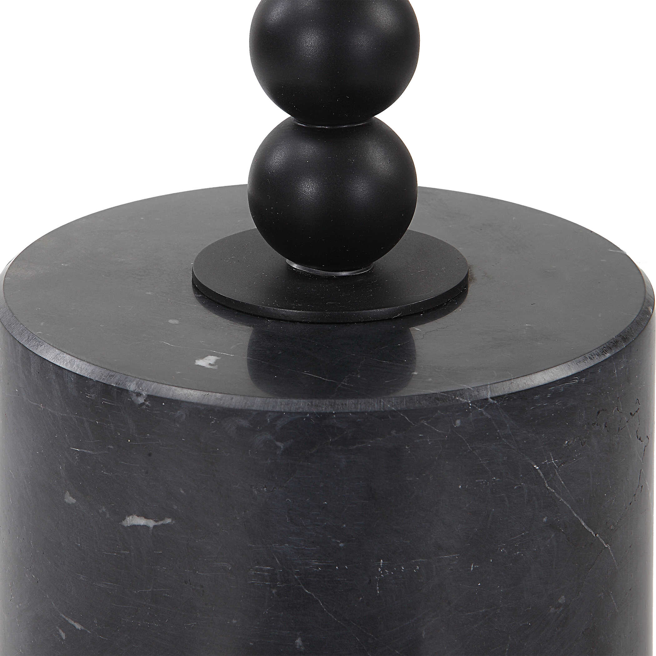 Bead Black Marble Drink Table, Furniture by Uttermost, 10" width x 24" height x 10" depth View 4