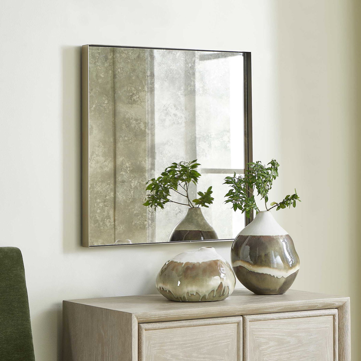 Fredric Square Antique Mirror, by Uttermost, 24.25" width x 24.25" height x 1.5" depth View 4