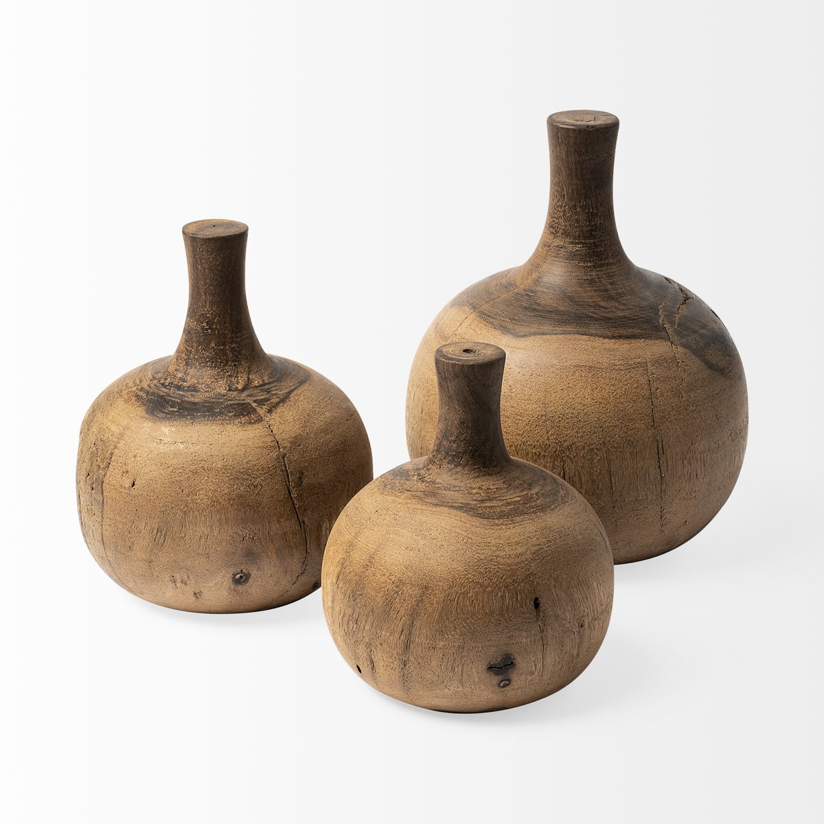 Afra Small Solid Wood Vase Shaped Decorative Object, by Mercana, 5.75" length x 5.75" width x 7" height View 4