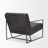 Stratton Gunmetal with Genuine Aged Black Leather Upholstered Accent Chair thumbnail 5