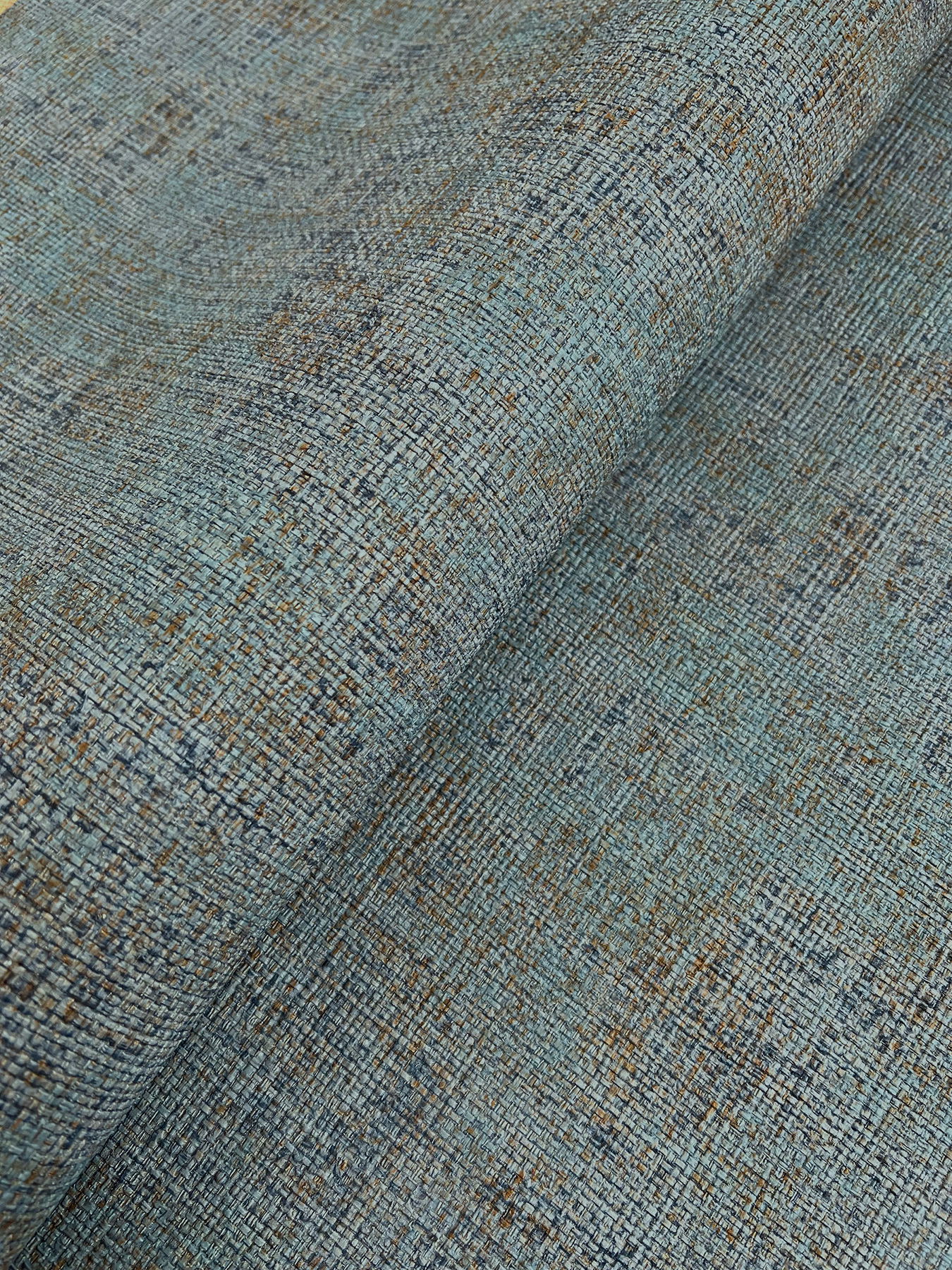 Alma Blue Faux Weave Wallpaper large image 