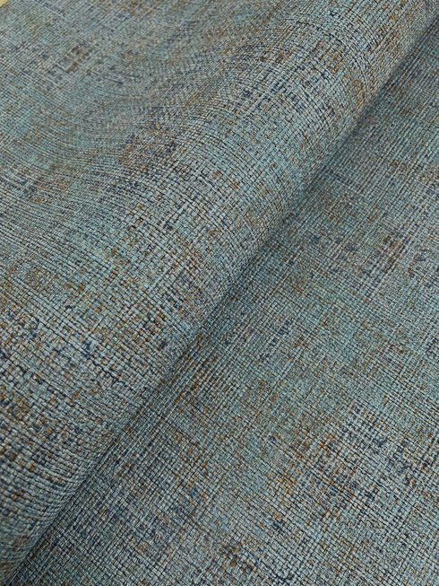 Alma Blue Faux Weave Wallpaper