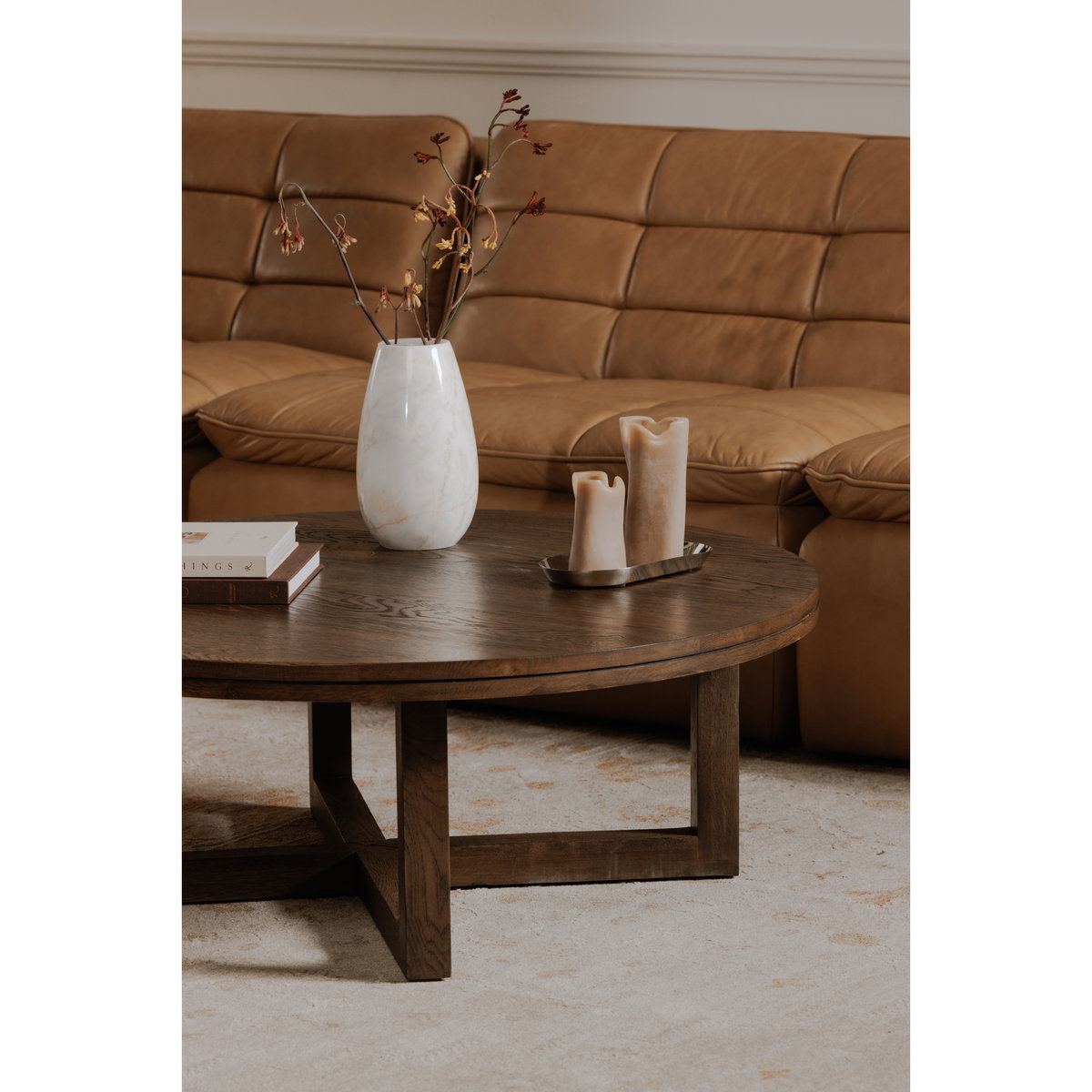 Joel Coffee Table Dark Brown, by Moe's Home, 42" width x 15" height x 42" depth View 7