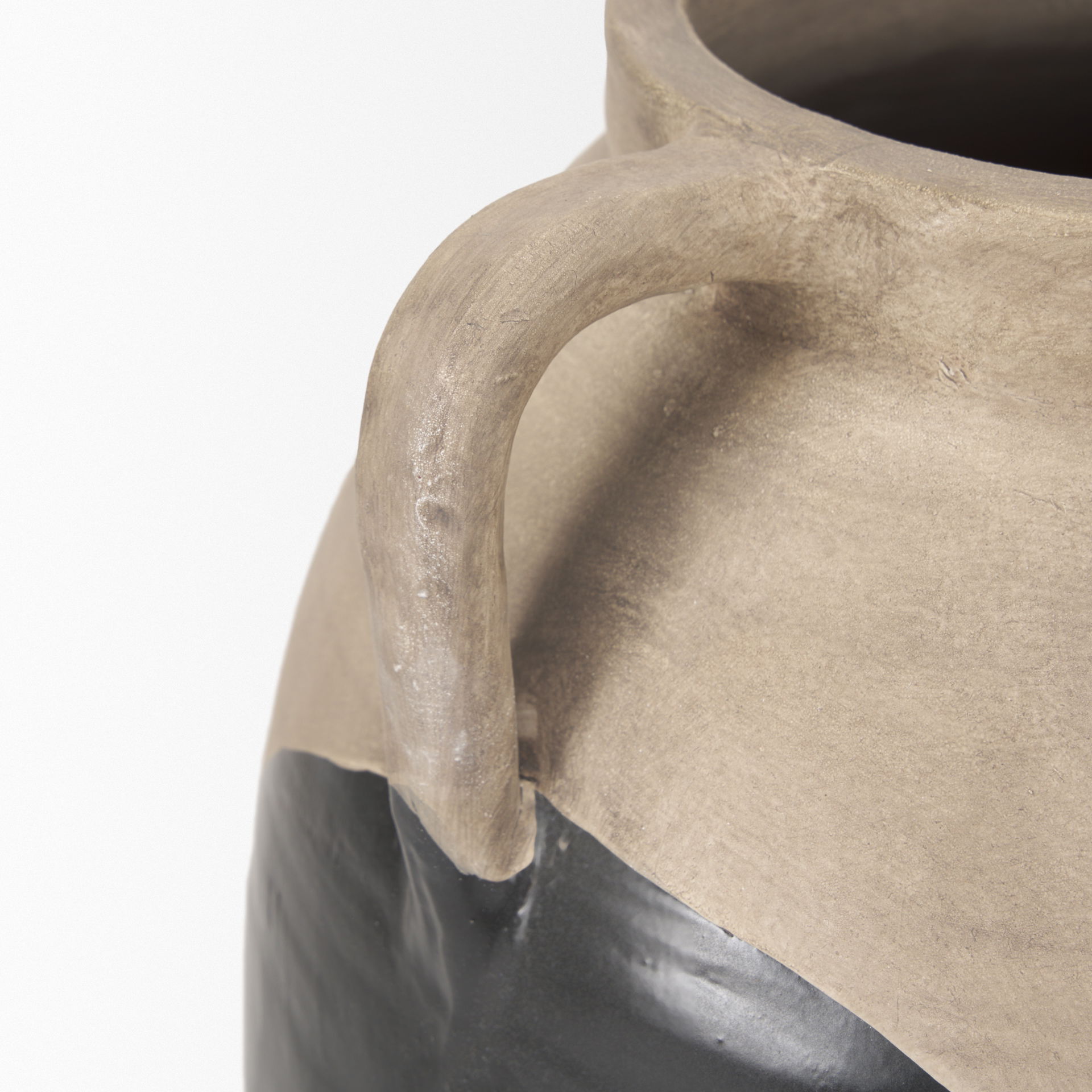 Tully Textured Matte Brown with Matte Black Short Ceramic Floor Vase large image 