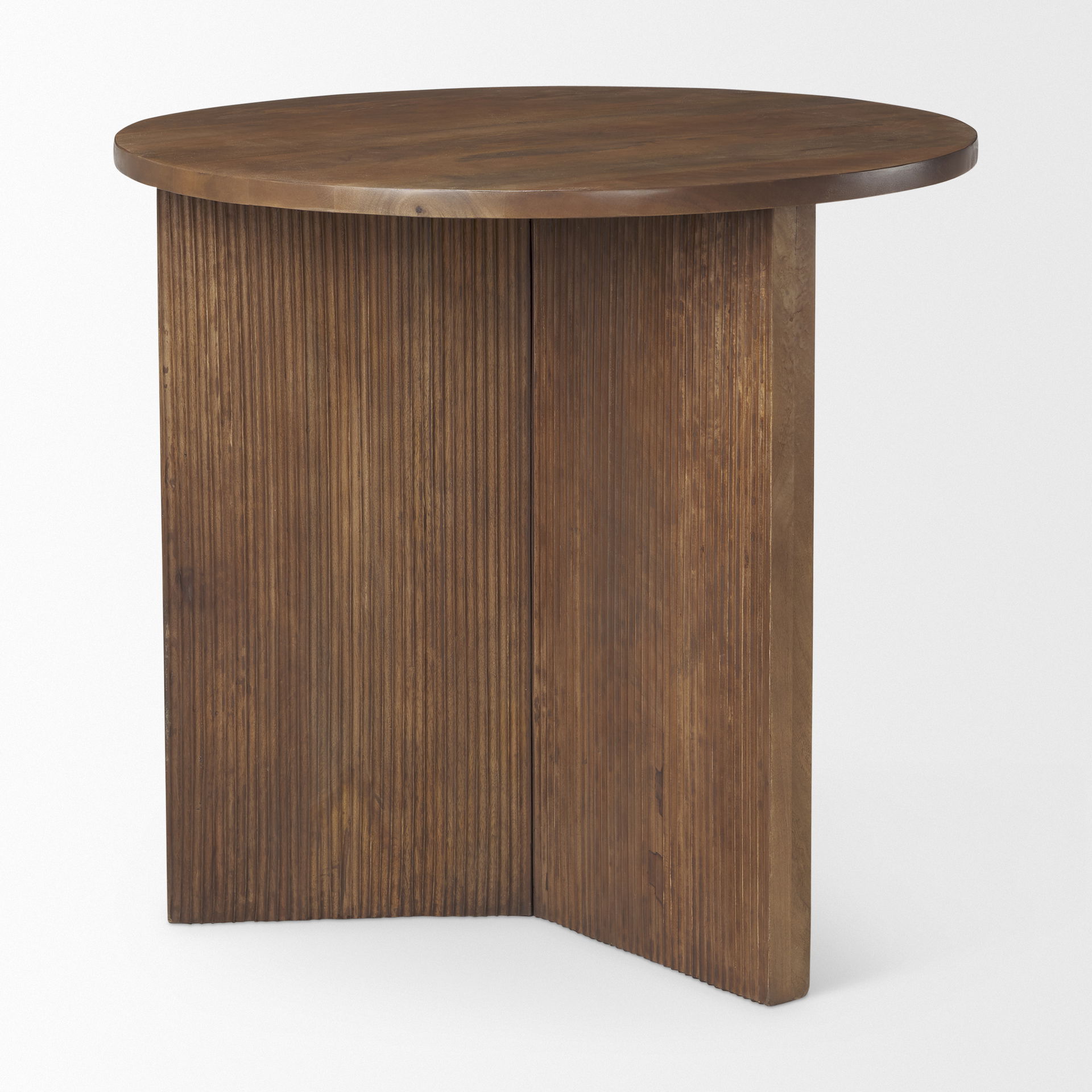 Enzo 32' Round Tabletop with Fluted Wood Base Foyer Accent Table, Side & End Table by Mercana, 32" length x 32" width x 30" height View 5