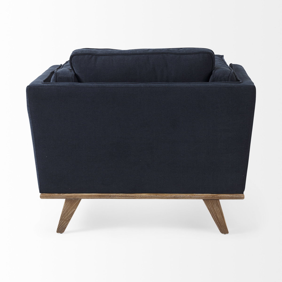 Brooks  Navy Blue Fabric Chair with Medium Brown Wooden Legs, Accent Chair by Mercana, 41.73" length x 34.84" width x 33.46" height View 7