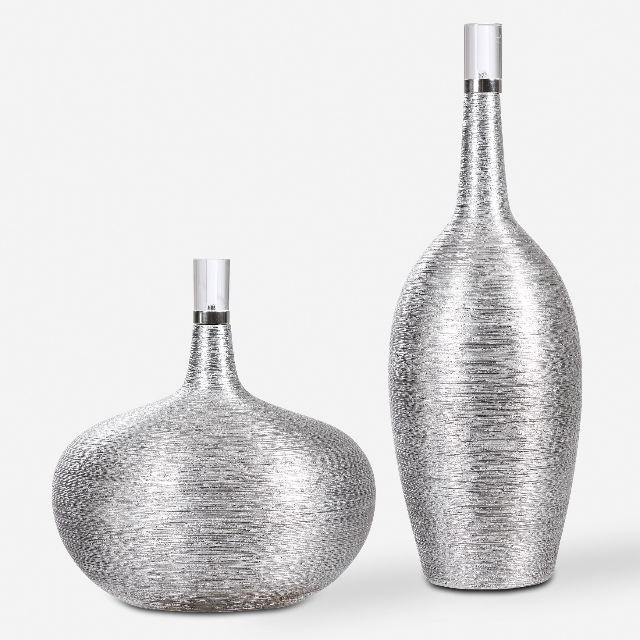 Gatsby Silver Ribbed Bottles, S/2 large image 