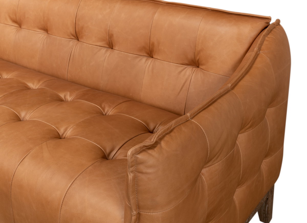 Isaac Leather Sofa, by Sarreid, 2'6" length x 6'5" width x 2'7" height View 6