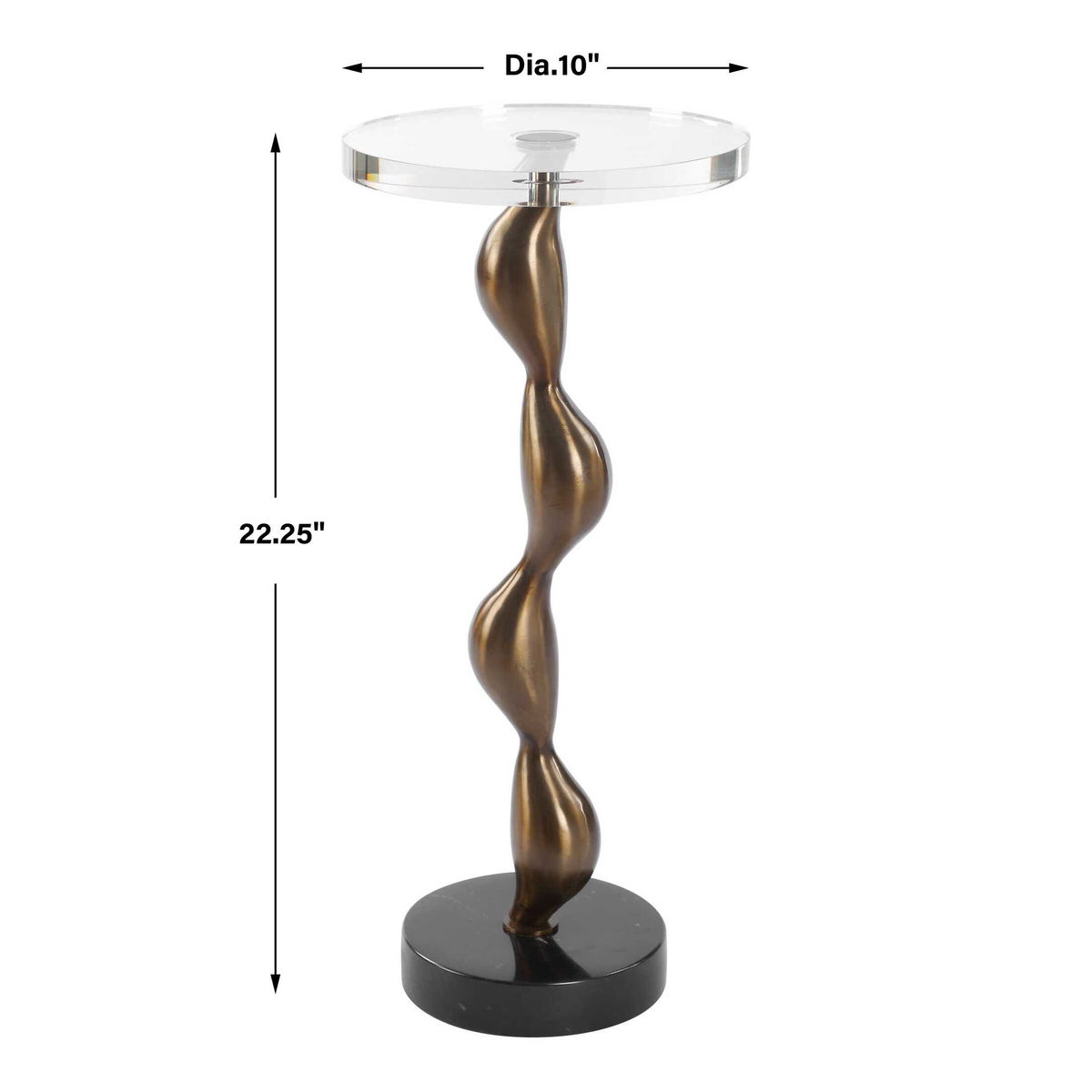 Remolino Bronze Drink Table, Side & End Table by Uttermost, 10" width x 22.25" height x 10" depth View 3
