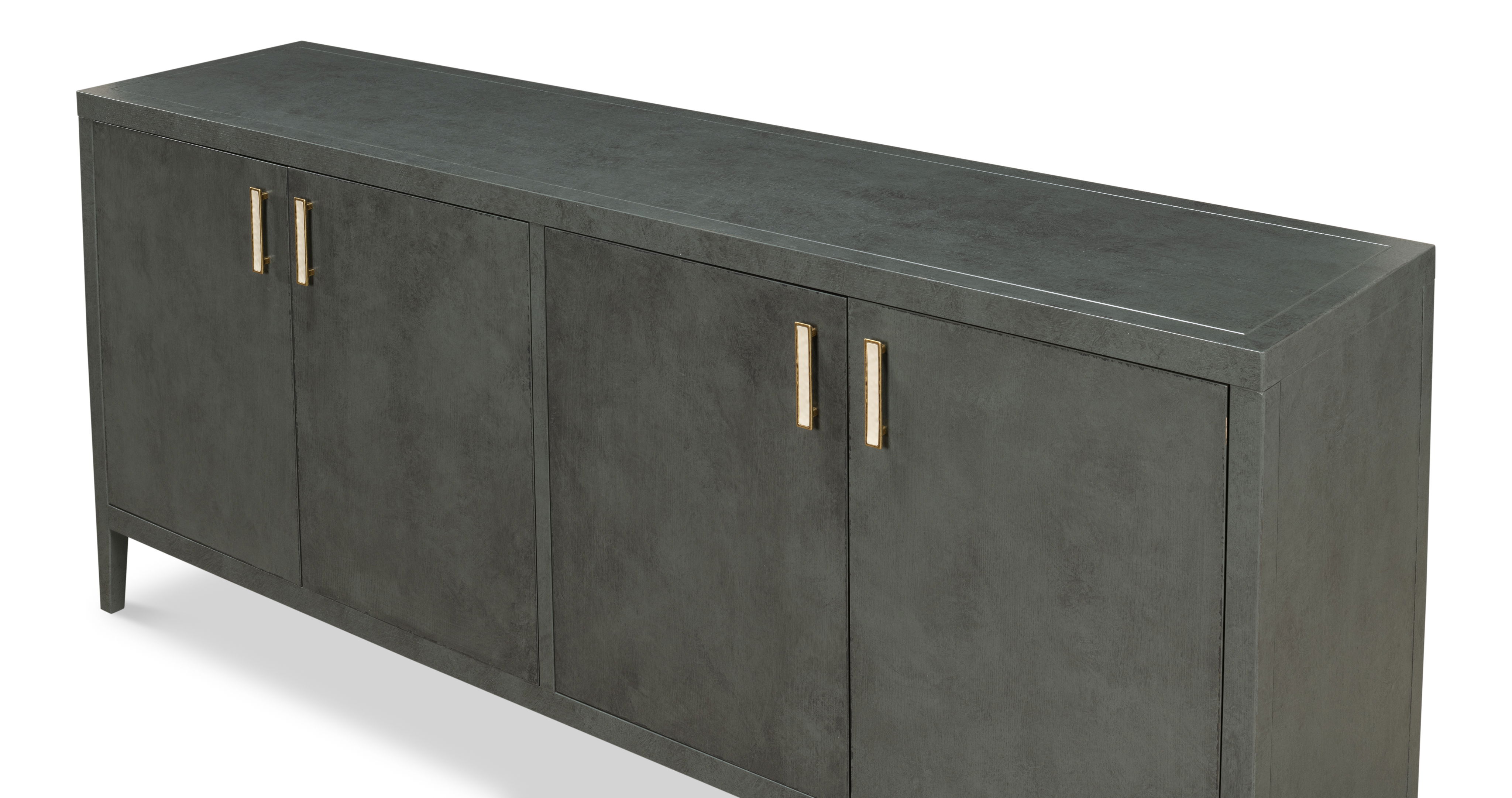 Blanco 4 Door Buffet, Stone Grey, Cabinets & Sideboard by Sarreid, 80" length x 18" width x 34" height View 10