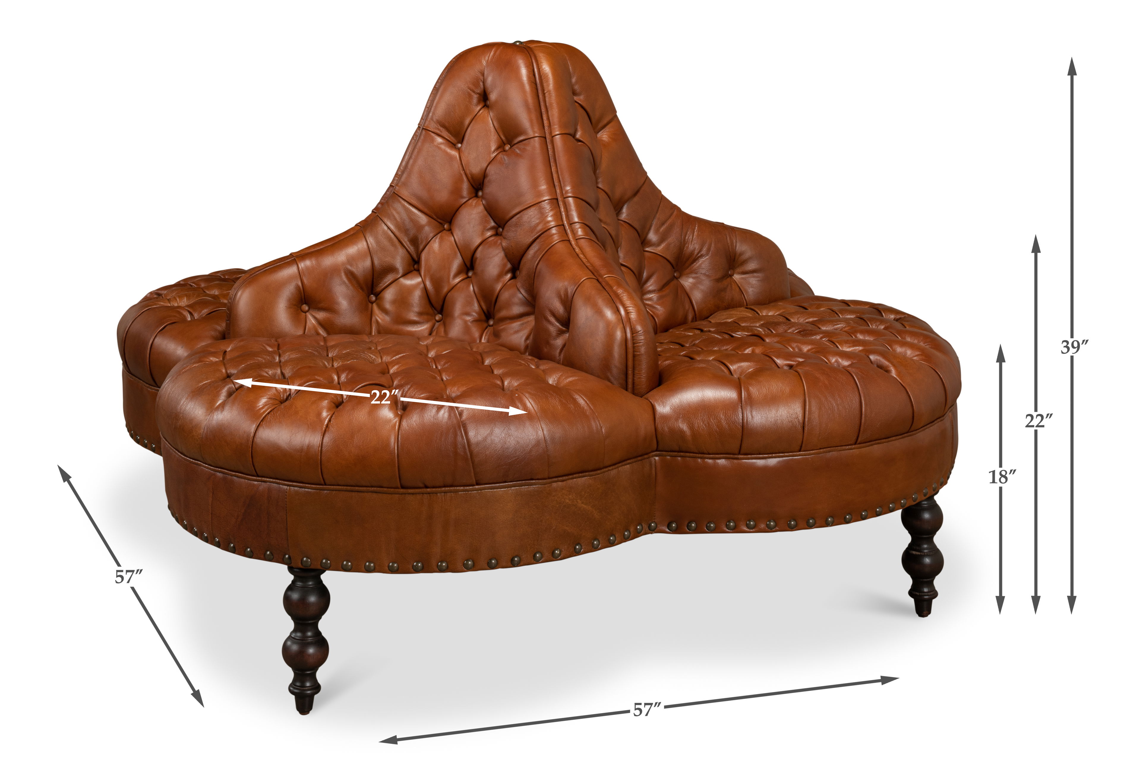 *Lobby Sofa, Seating by Sarreid, 57" length x 57" width x 39" height View 15