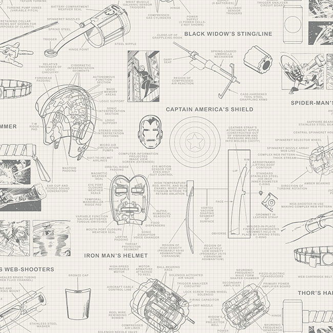 Marvels Heroes Schematics Cream Wallpaper large image 