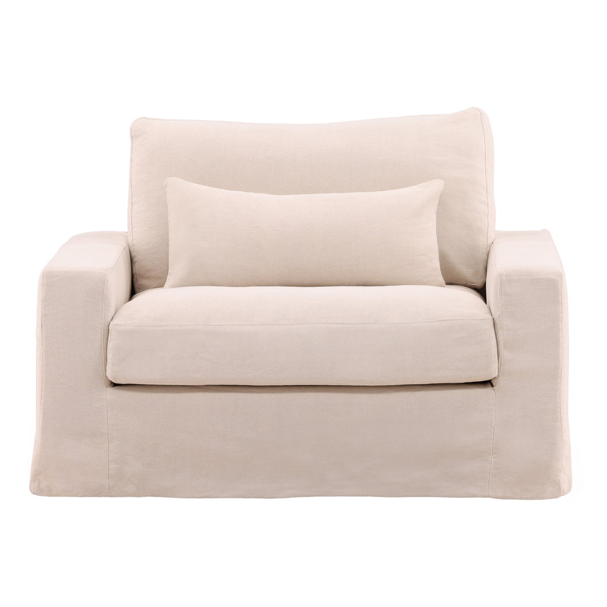 Sylvie Sofa Chair Slipcover Natural, Sofas & Sectional by Dovetail, 50.5" width x 33.5" height x 39.75" depth View 2