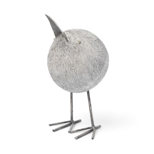 Snipe I 6L x 6W Off-White Resin Bird Ornament with Metal Feet