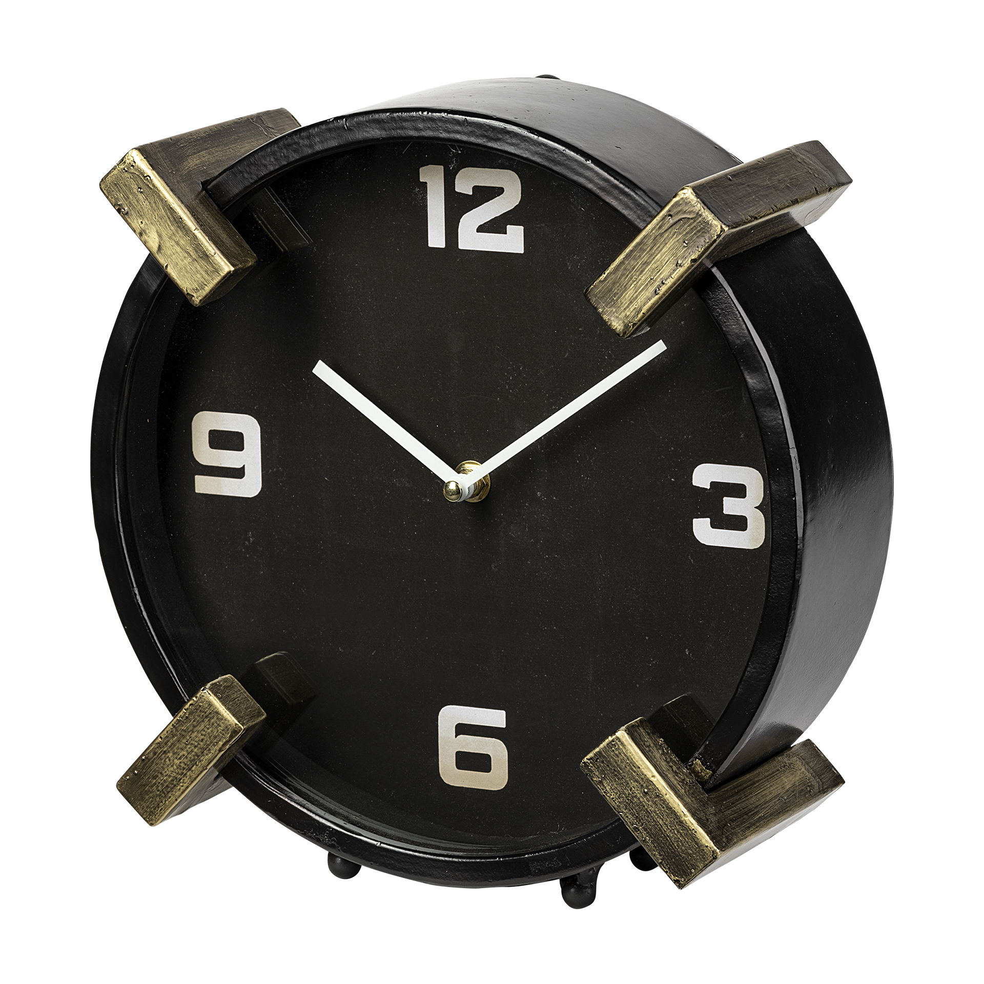 Agar Black Metal Round Table Clock, by Mercana, 10" length x 4.5" width x 10" height View 1