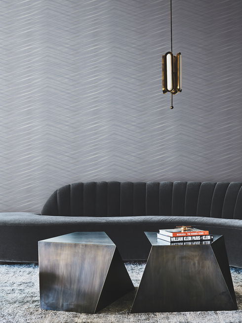Glistening Chevron Smokey Blue Wallpaper